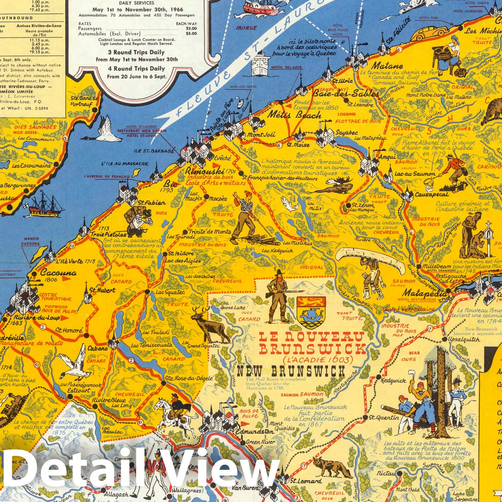 Quebec and Gaspe Peninsula - Pictorial Map, 1959