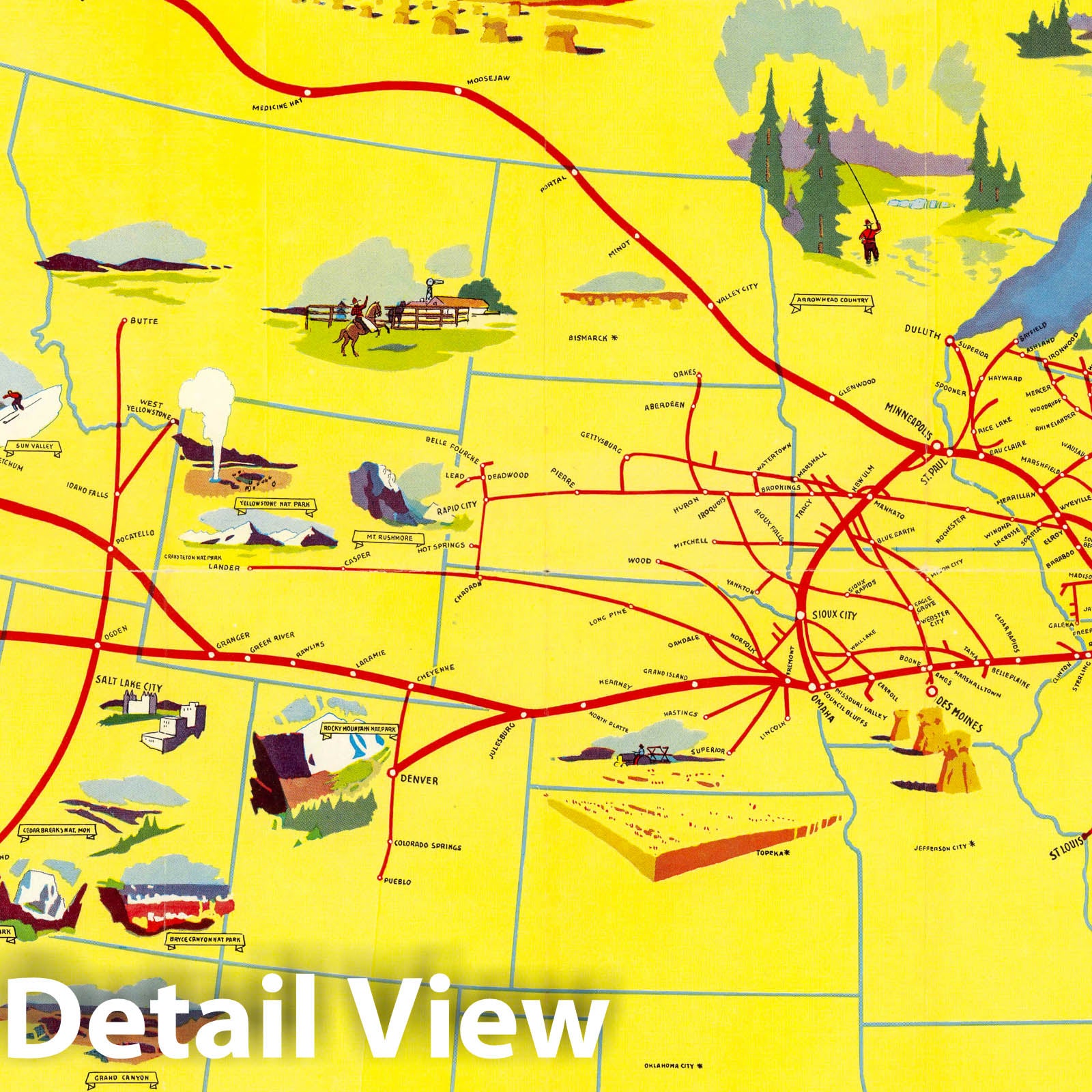 Chicago to Pacific Northwest - Pictorial Map, 1939