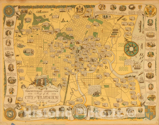 Wilmington, Delaware - Pictorial Map, 1938
