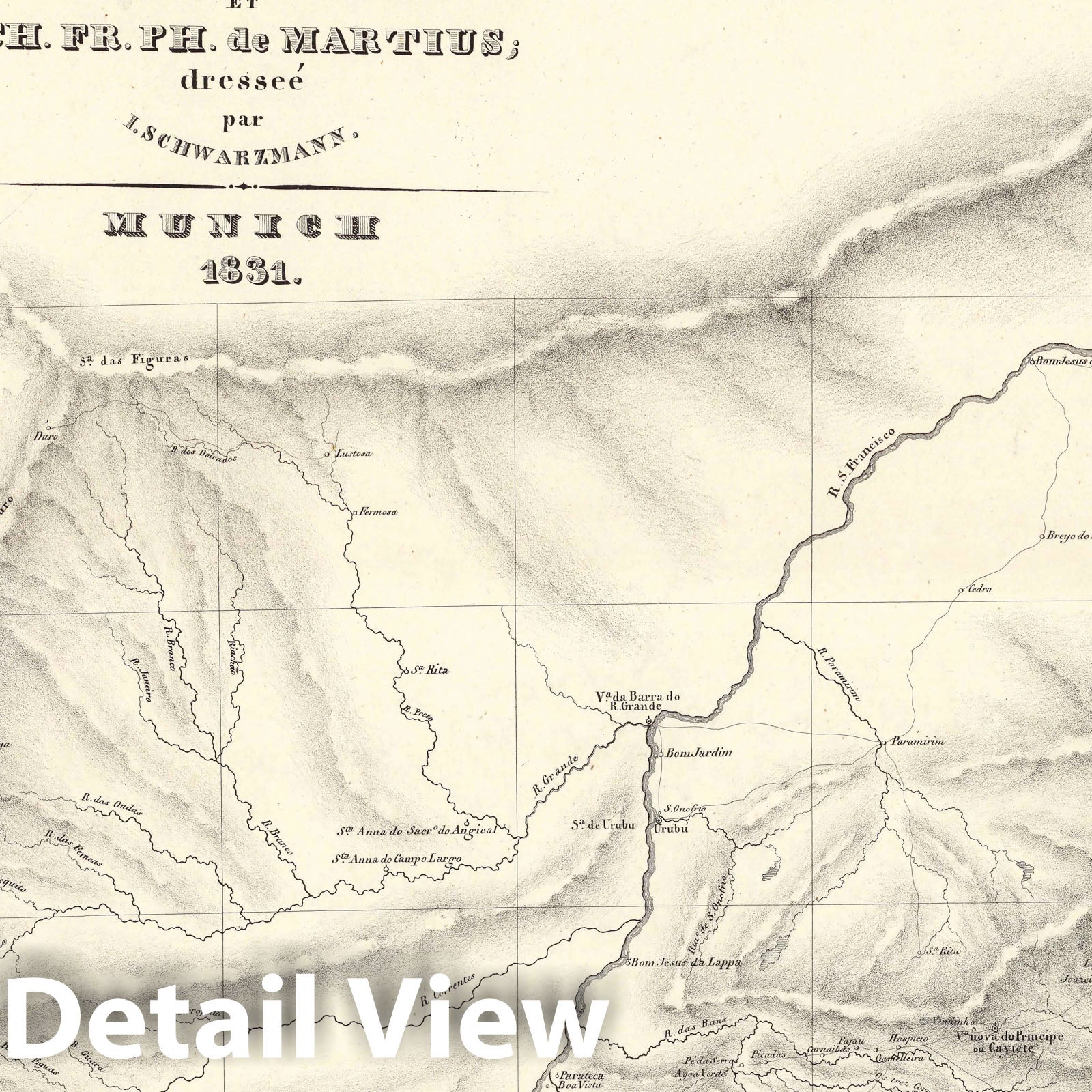 Eastern Brazil - River Map, 1831 - Historical Map Print