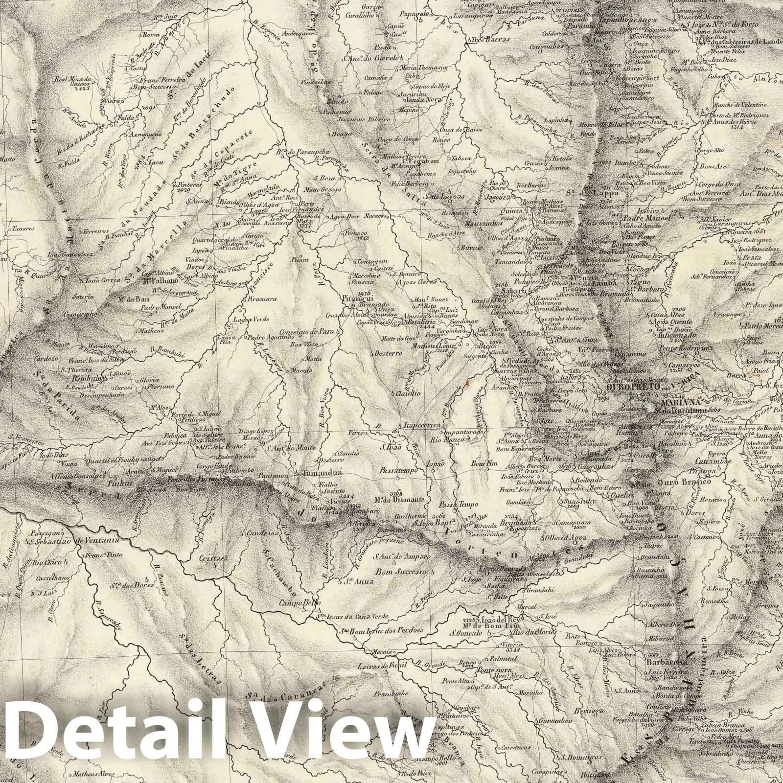 Eastern Brazil - River Map, 1831 - Historical Topographic Map Print