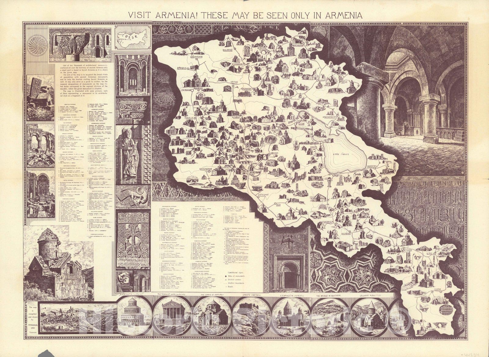 Historic Map : Broadside, Visit Armenia! These May Be Seen Only In Armenia 1968 - Vintage Wall Art