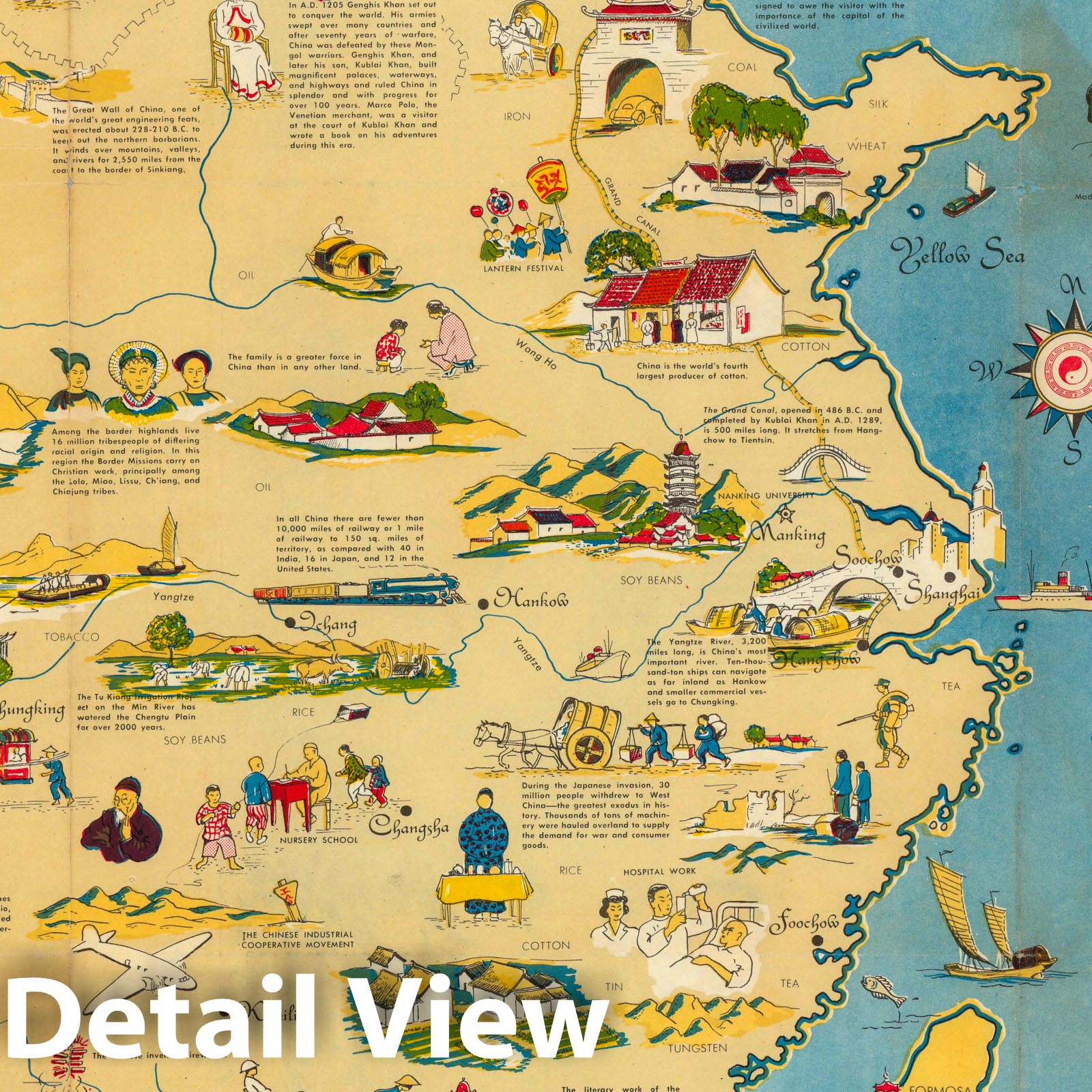 China - Pictorial Map, 1948 - Historical Map Print