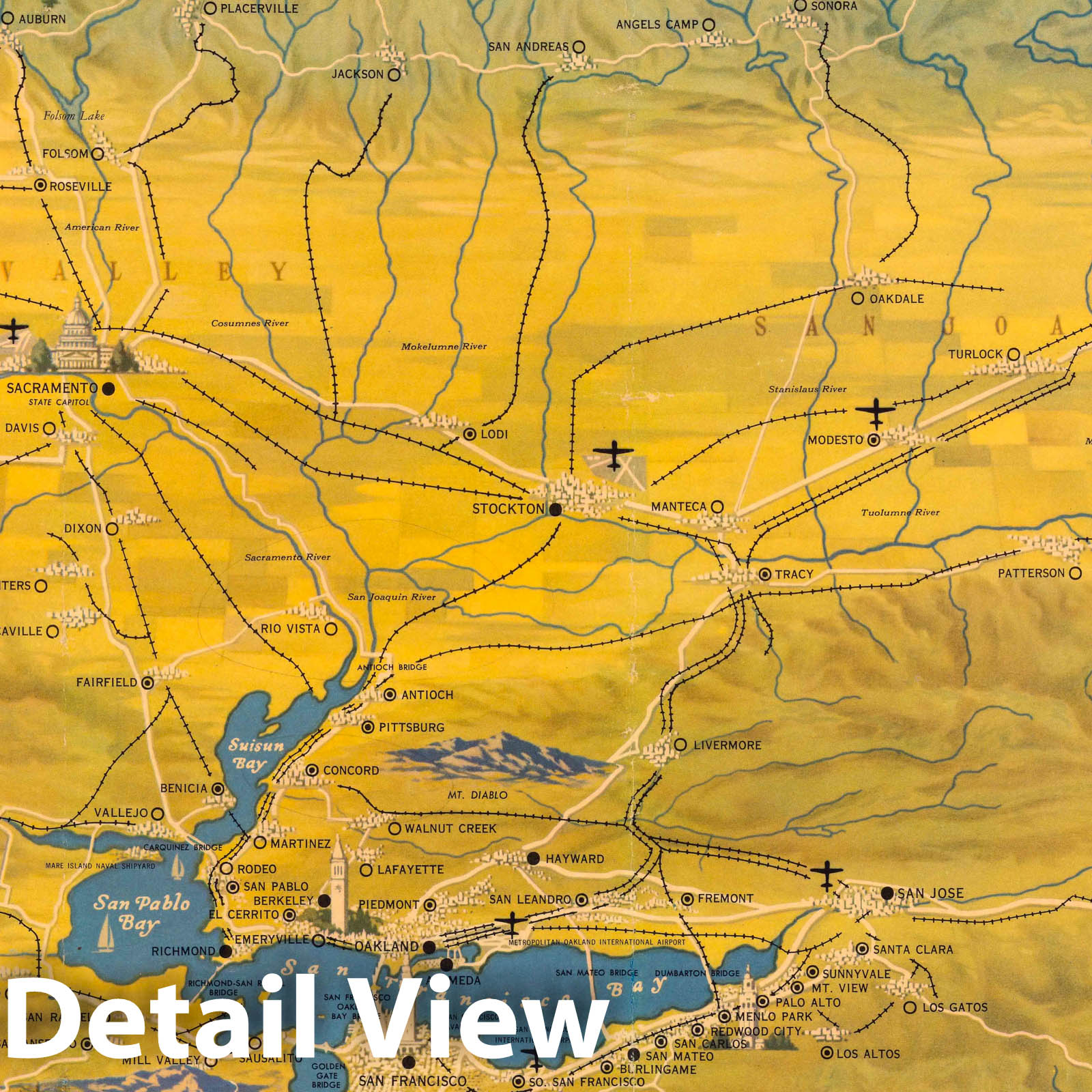 Northern and Central California - Railroad Map, 1957