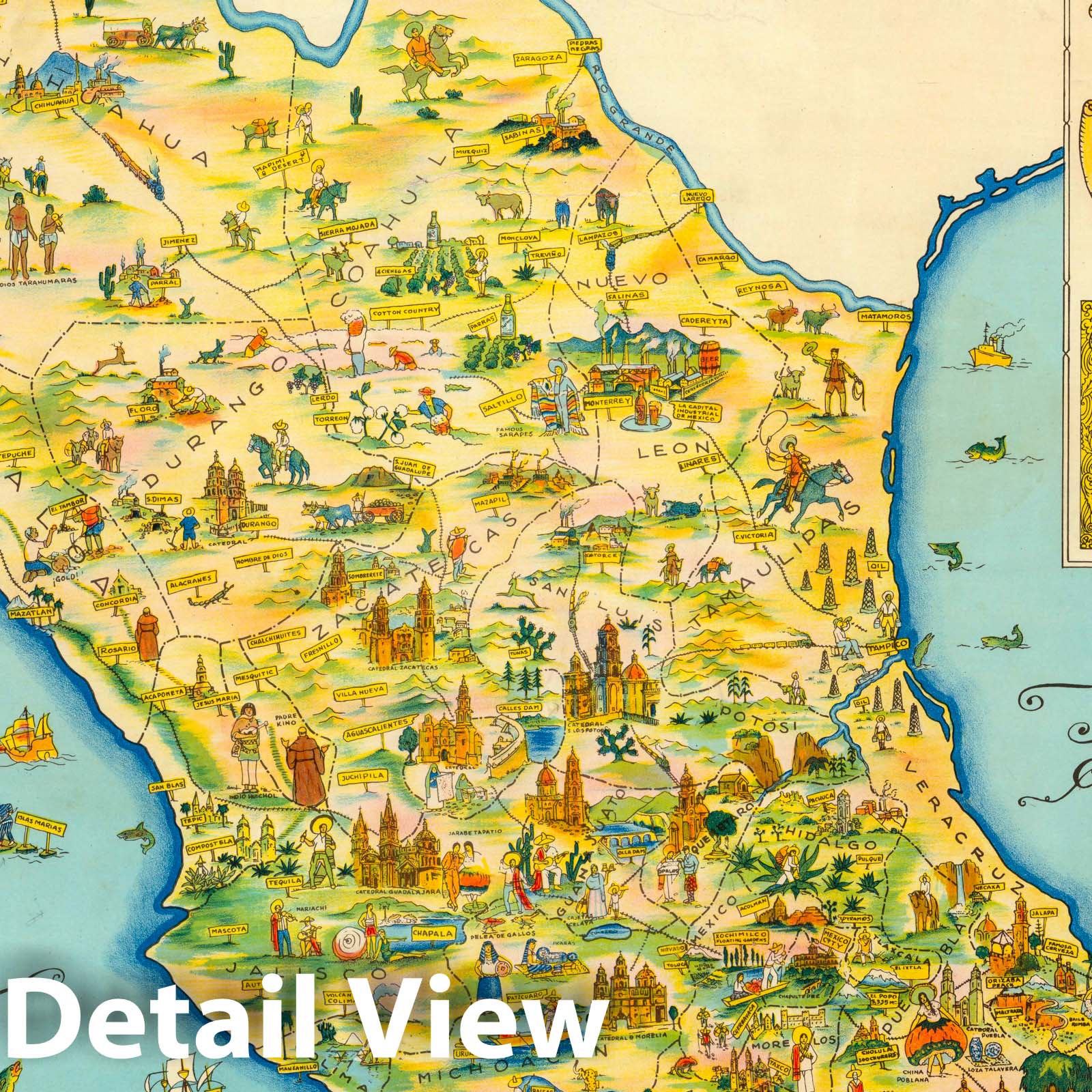 Mexico - Pictorial Map, 1931 - Historical Map Print