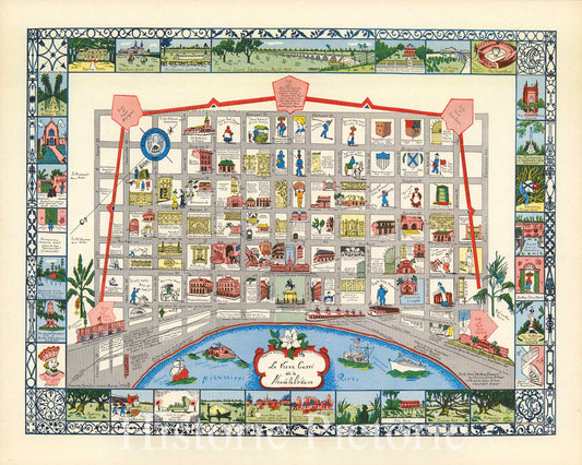 French Quarter, New Orleans - Pictorial Map, 1942