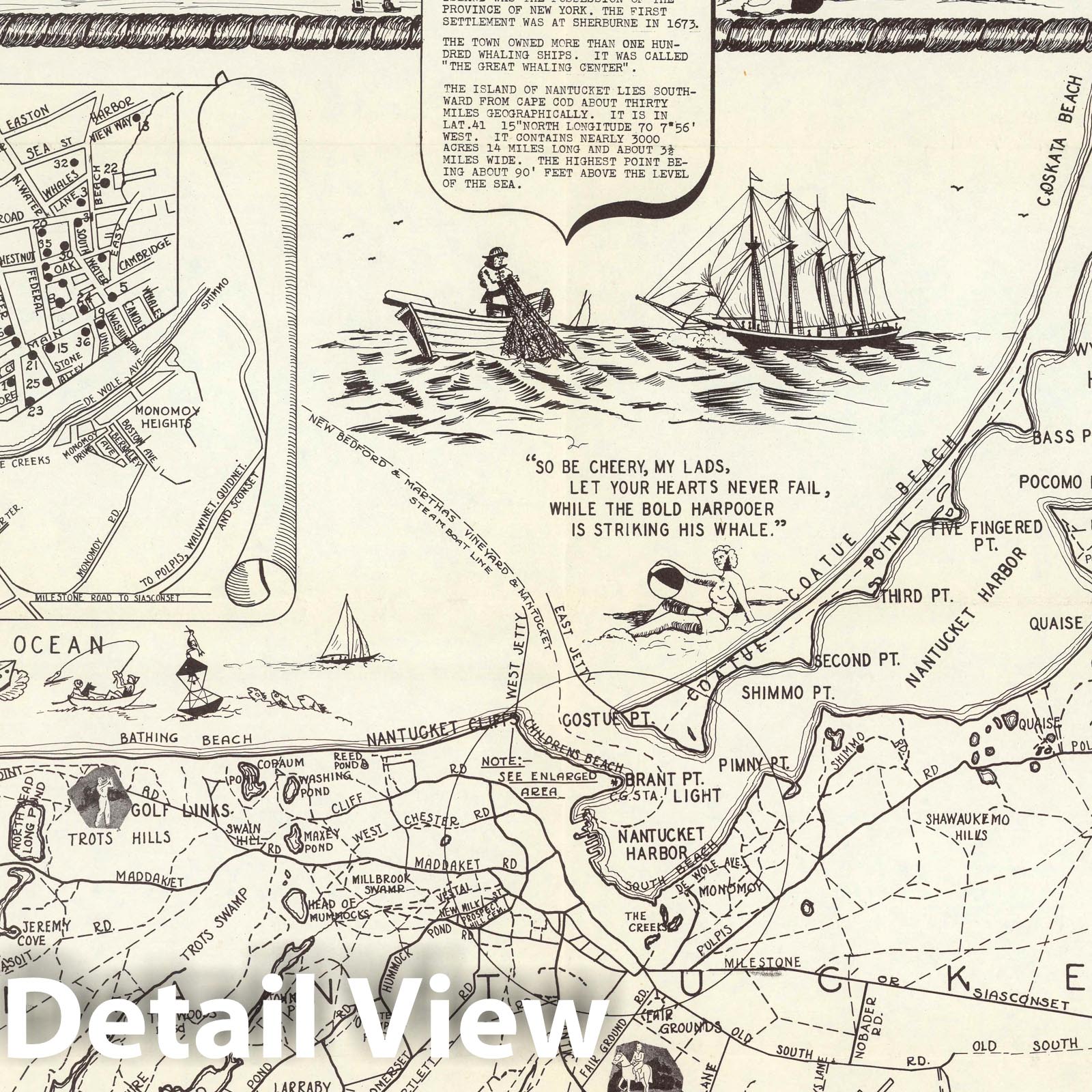 Nantucket Island, Massachusetts - Pictorial Map, 1946