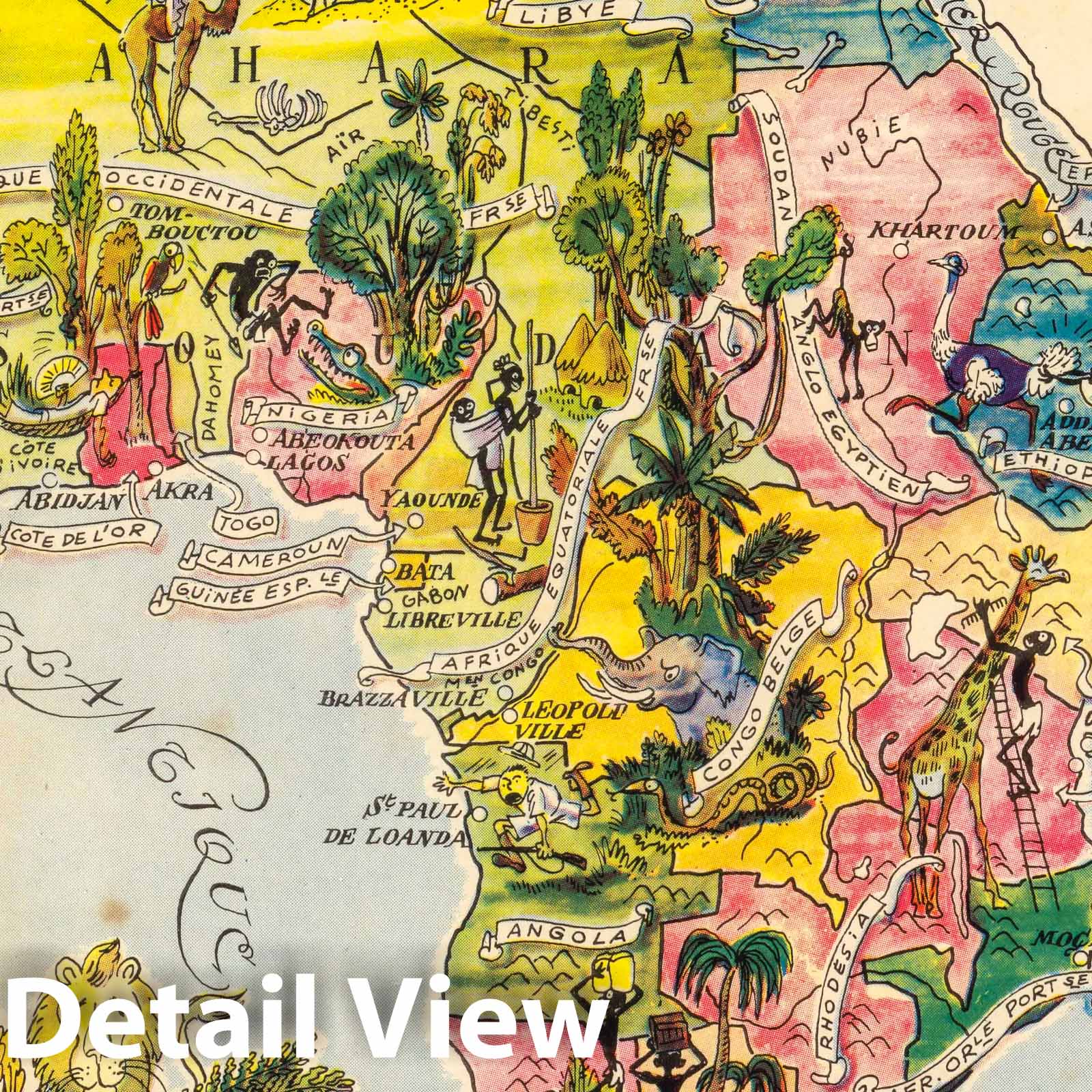 Africa - Pictorial Map, 1951 - Historical Map Reproduction
