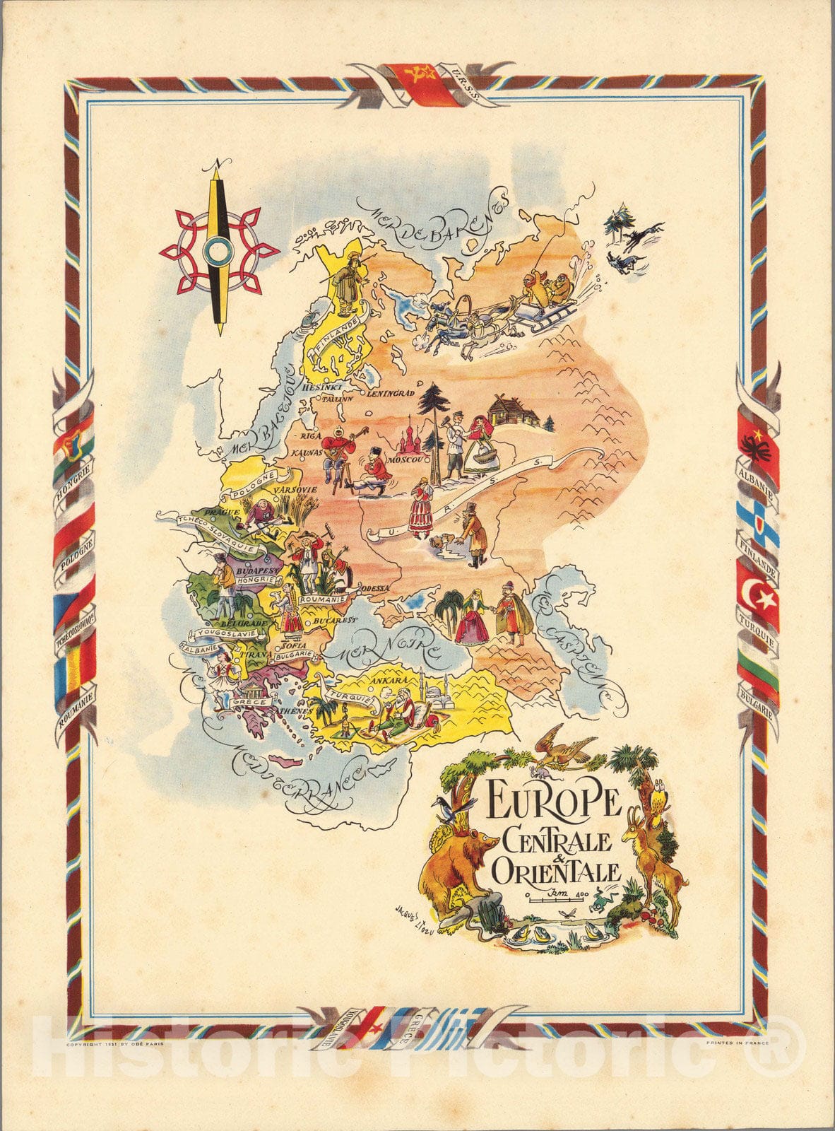 Historic Map : Europe, Central Europe : Centrale et Orientale 1951 , Vintage Wall Art