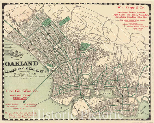 Oakland, Alameda and Berkeley, California - Railroad Map, 1906