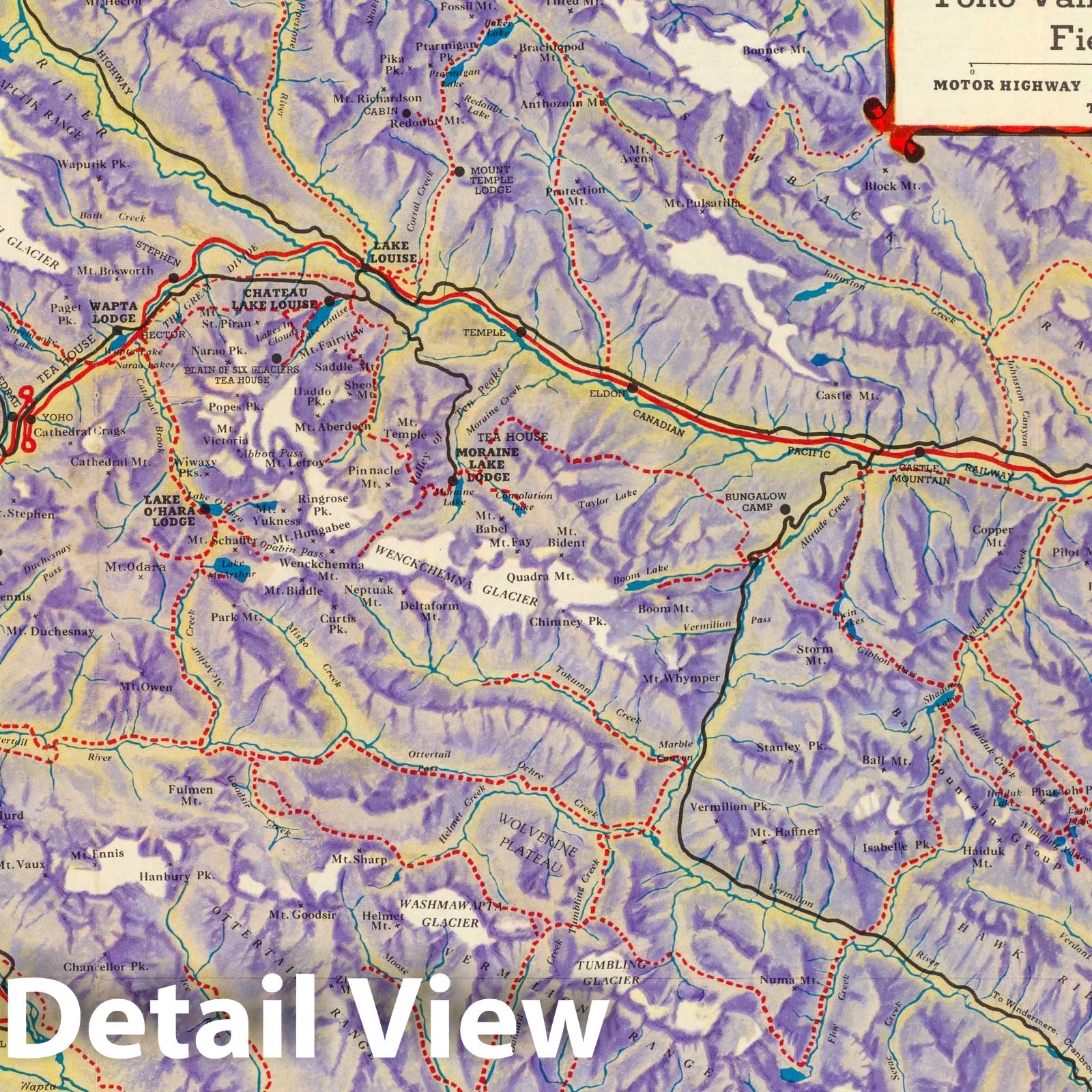 Banff, Lake Louise, and Columbia Icefield, Canadian Rockies - Railroad Map, 1941