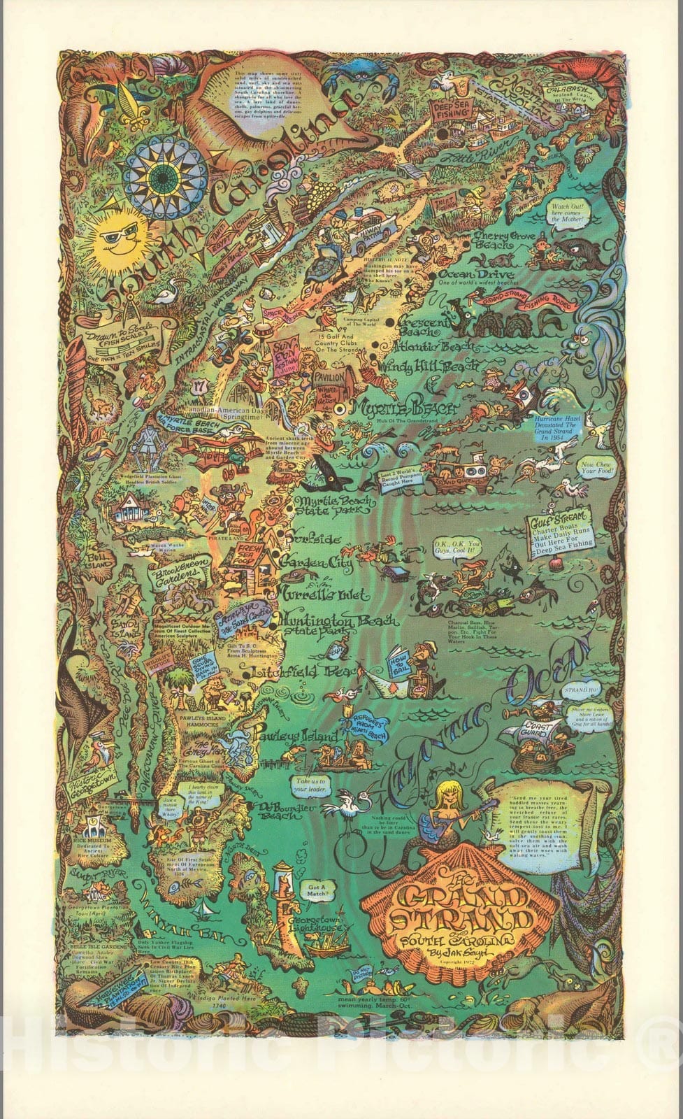 Grand Strand, South Carolina - Pictorial Map, 1972