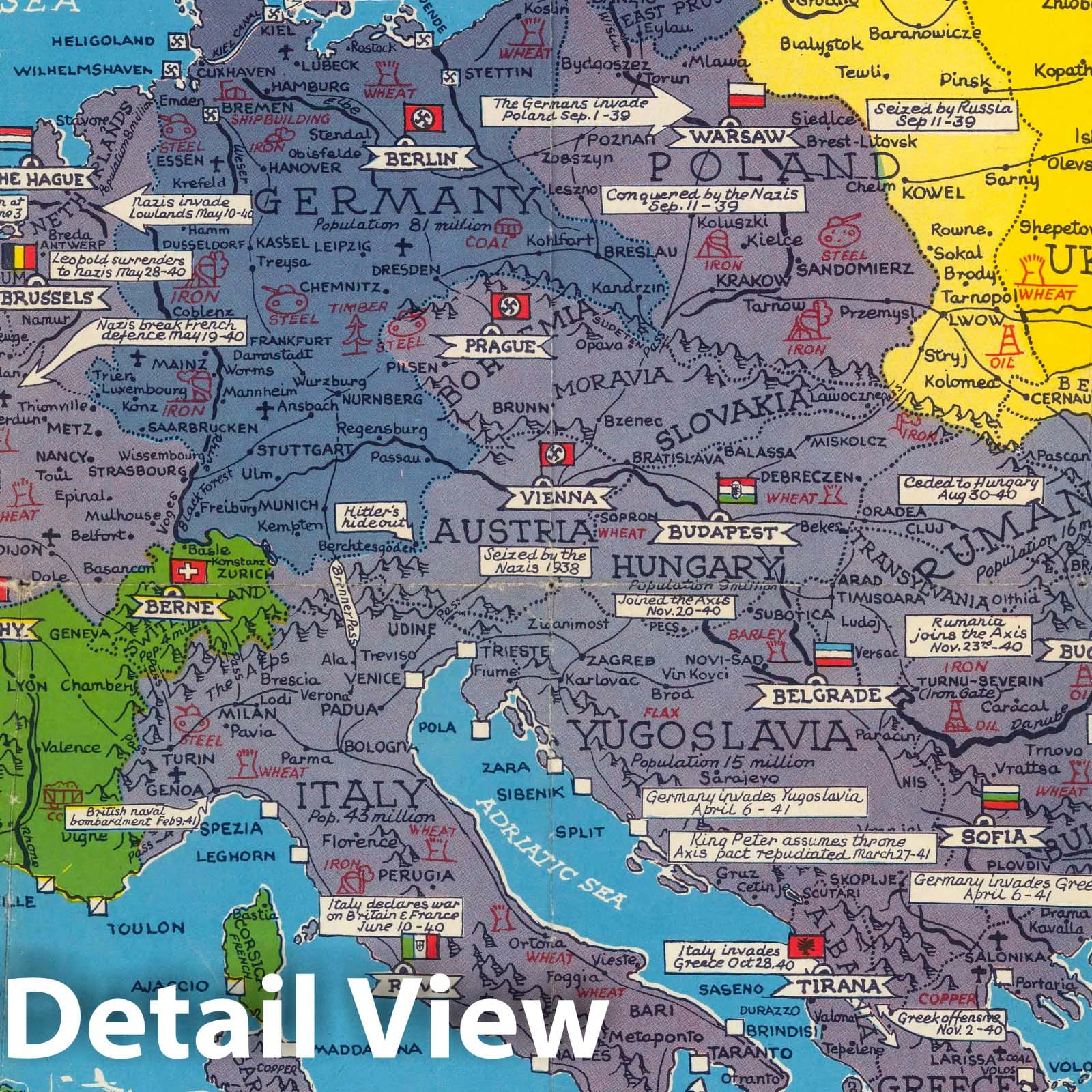 World War II Strategic War Map - 1941 Military Map Print