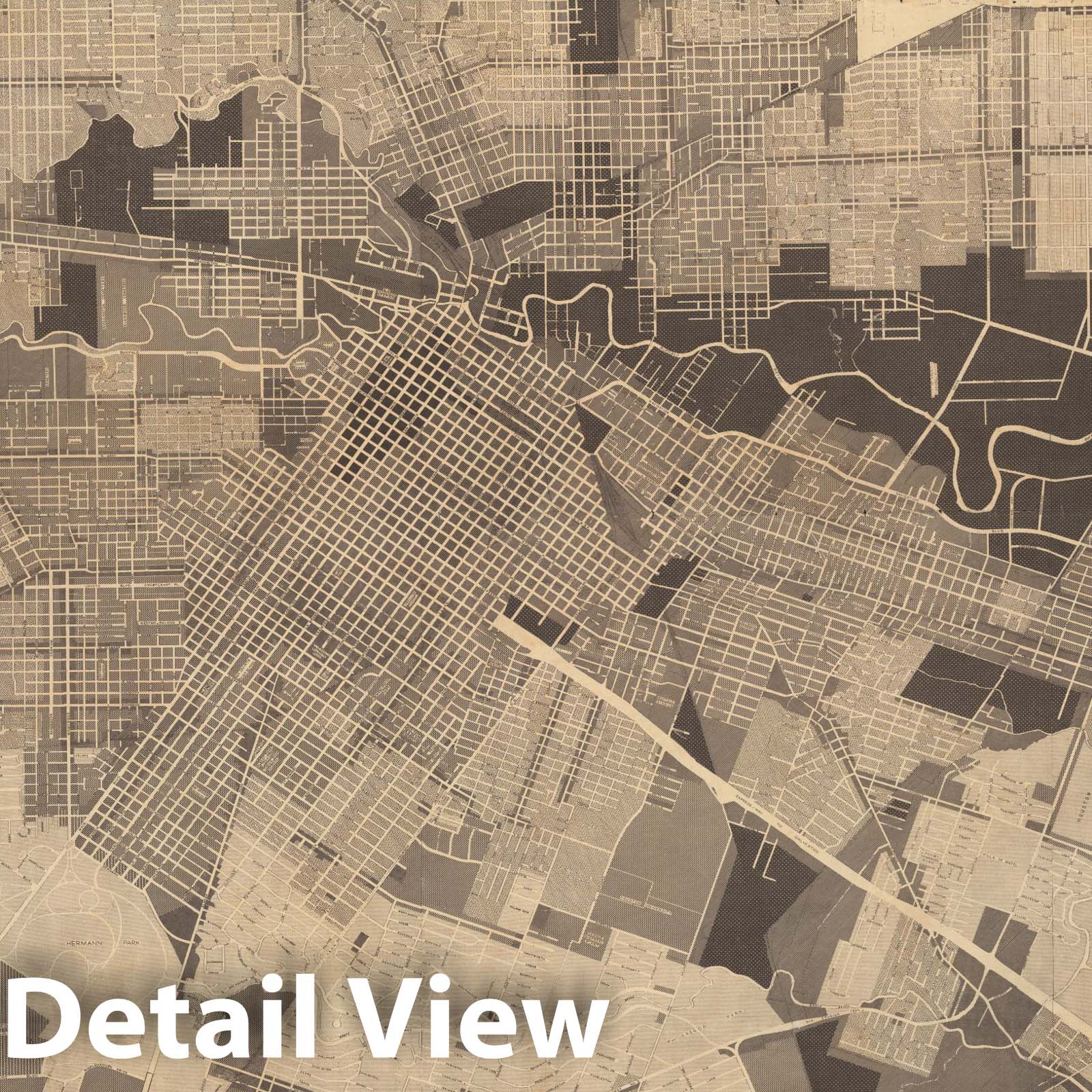 Houston, Texas - Zoning Map, 1947 - Historical Map Print