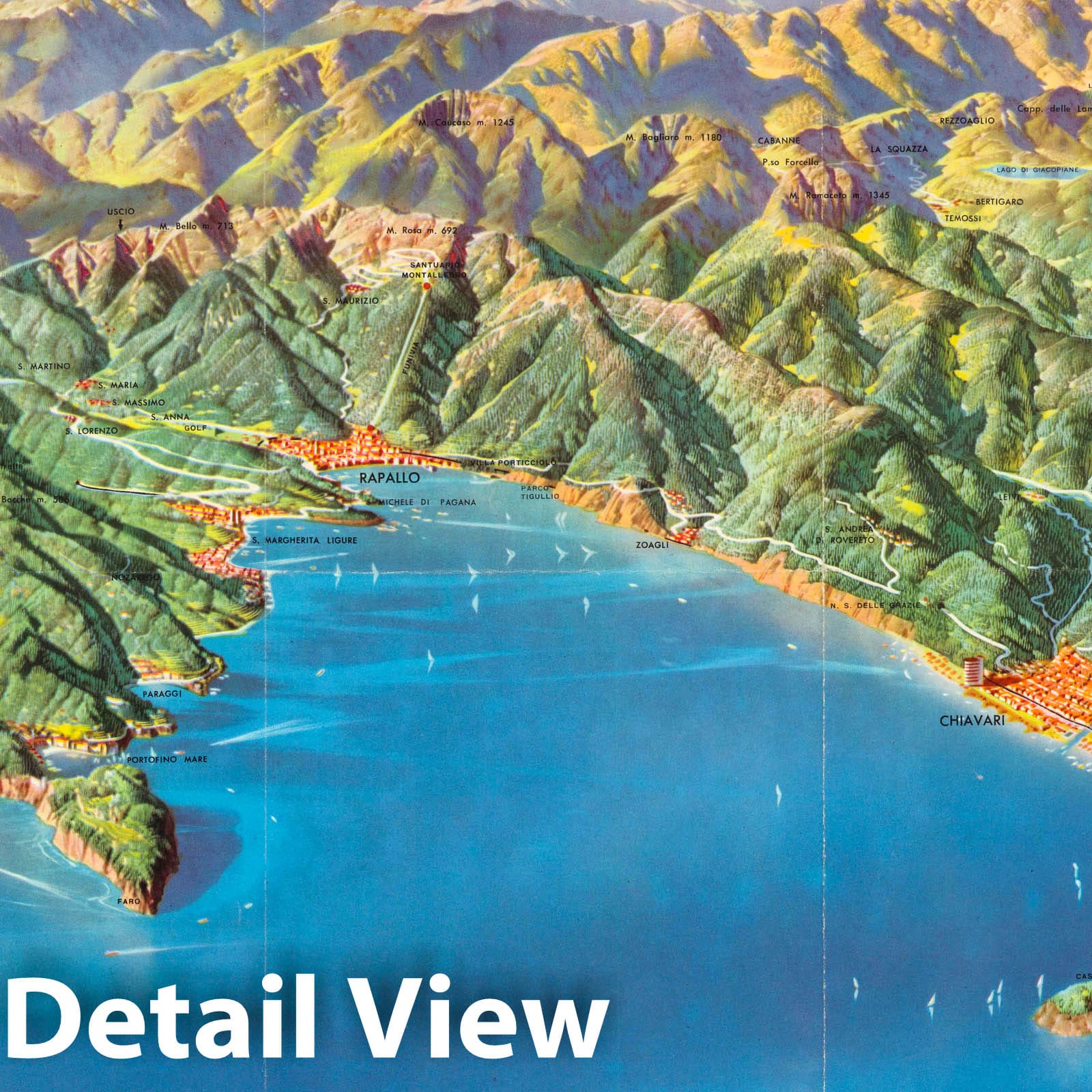 Gulf of Tigullio, Rapallo, Italy - Pictorial Map, 1960