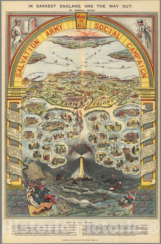 Historic Map : Work for all: Salvation Army social campaign 1910 - Vintage Wall Art