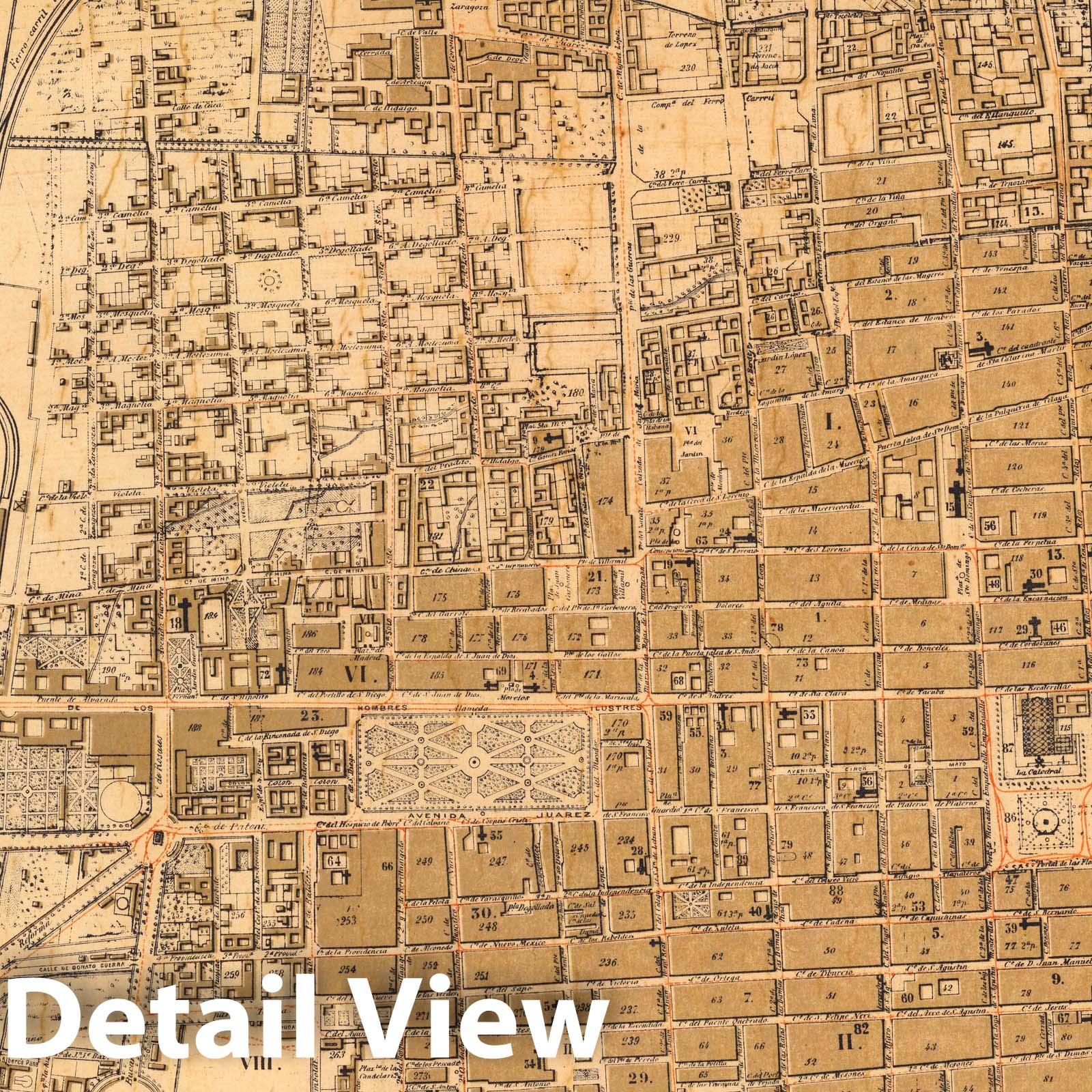 Mexico City Plan - Road Map, 1886 - Historical Map Print