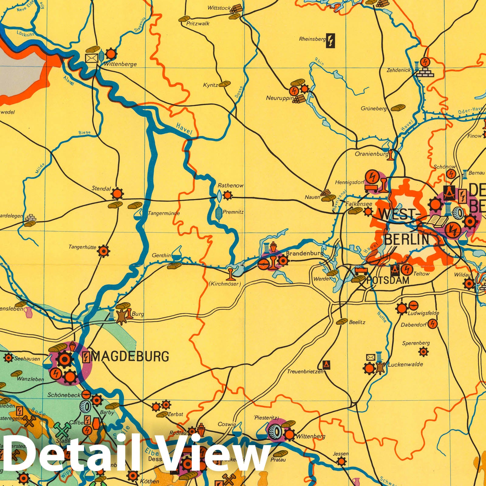 East Germany - Railroad Map, 1965 - Historical Map Print