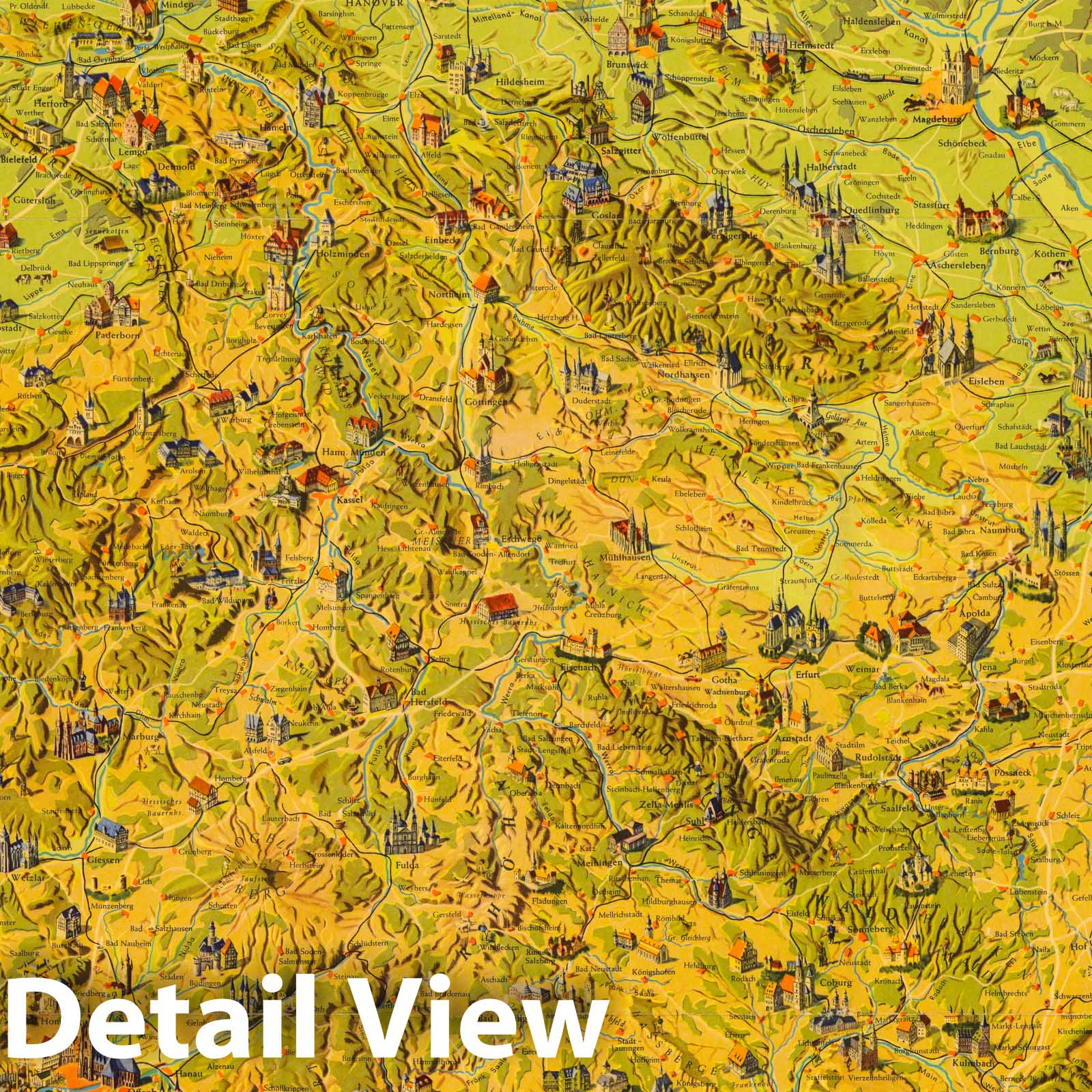Germany - Pictorial Map, 1954 - Historical Map Reproduction