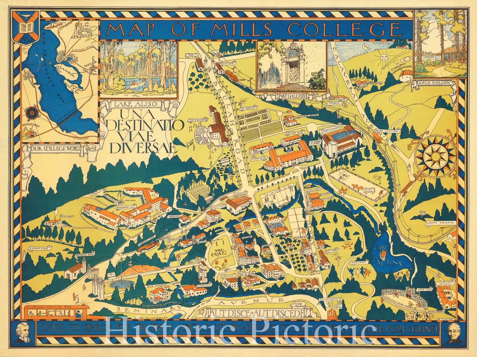 Mills College, Oakland, California - Pictorial Map, 1920