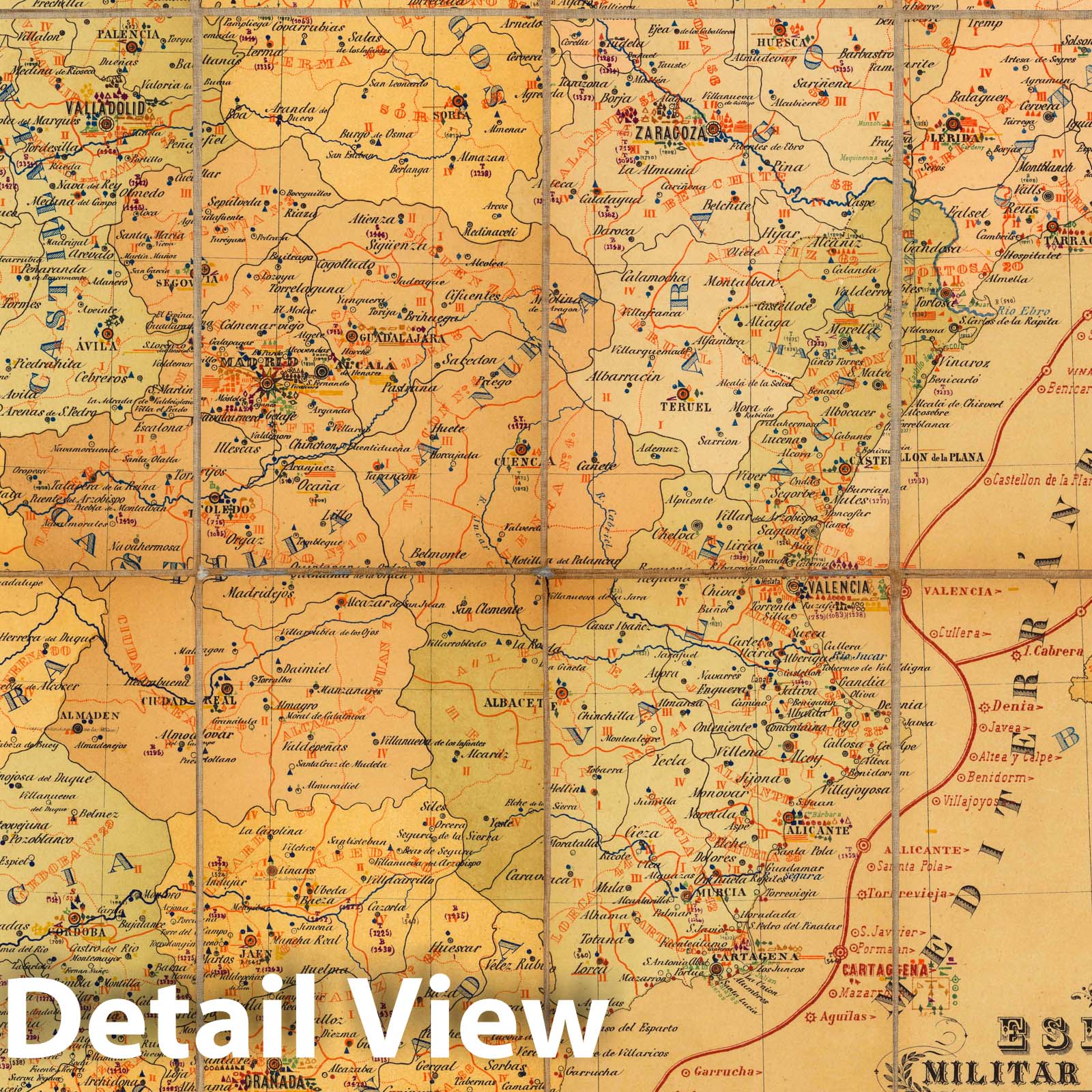 Spain - Military and Maritime Map, 1880 - Historical Map Print