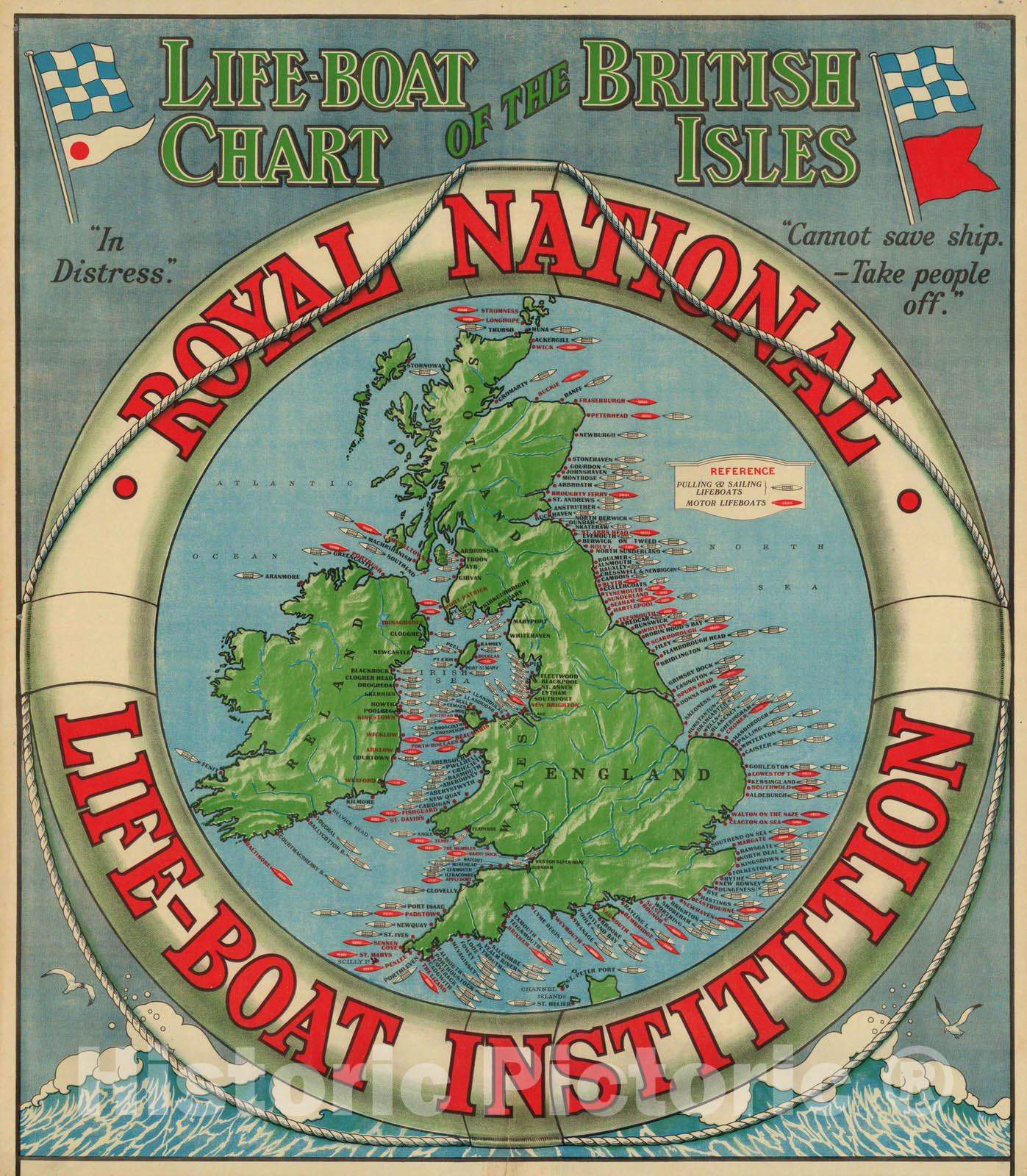 Historic Map : Life-Boat Chart of the British Isles 1935 - Vintage Wall Art