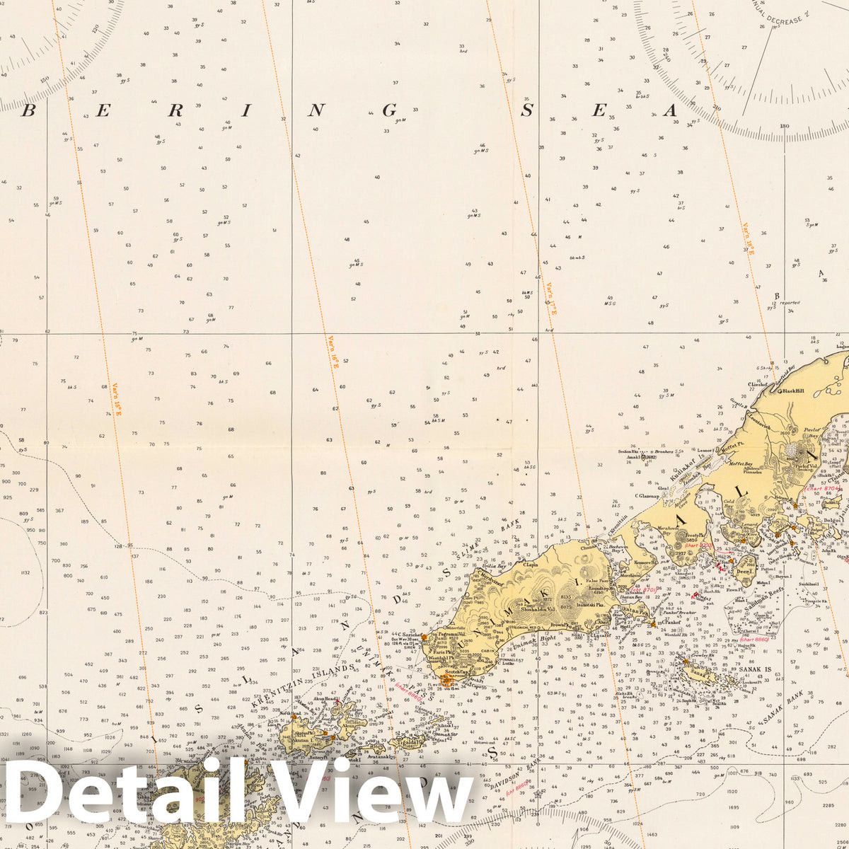 Alaska Peninsula and Aleutian Islands - Nautical Chart, 1943