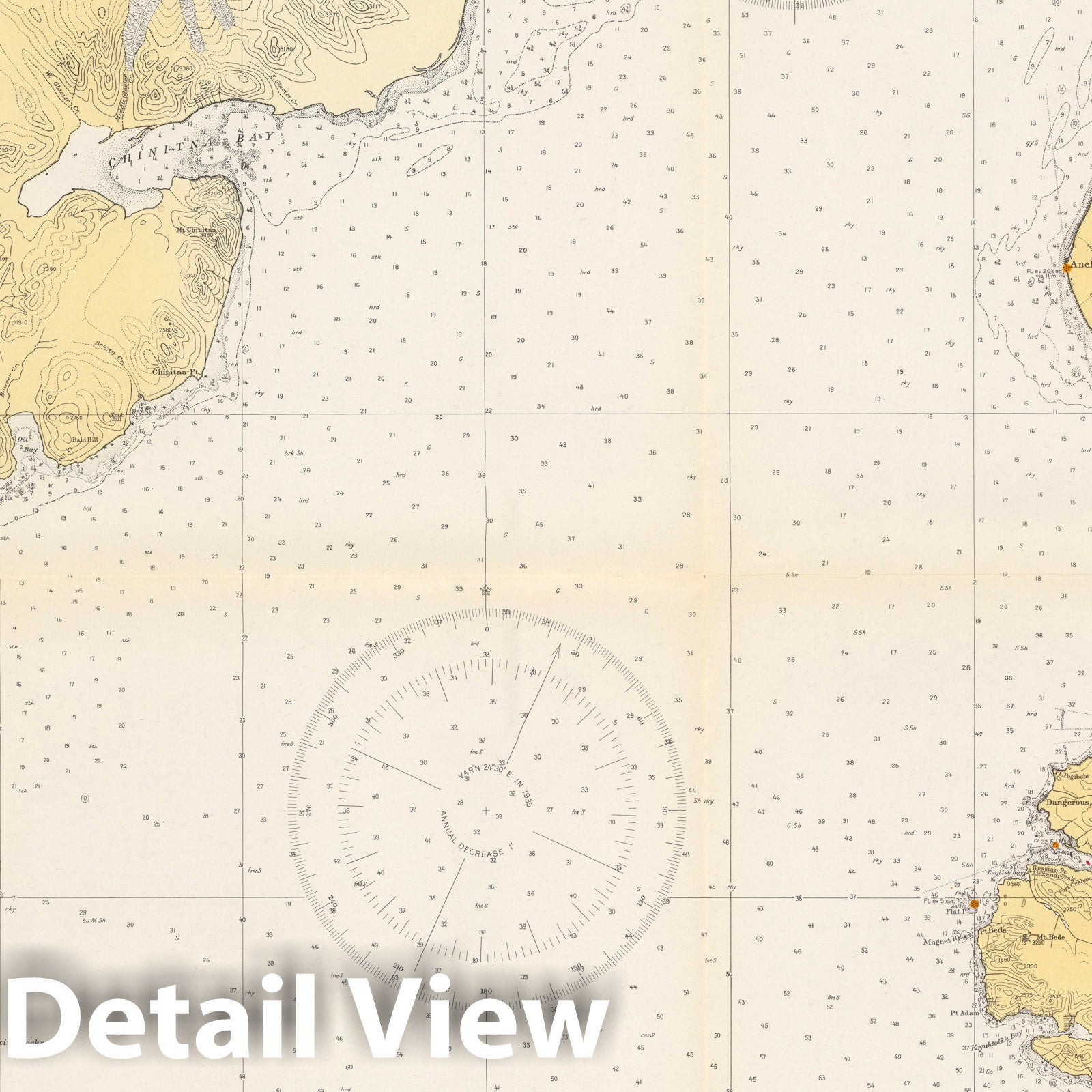 Cook Inlet, Alaska - Nautical Chart, 1943 - Historical Map Print