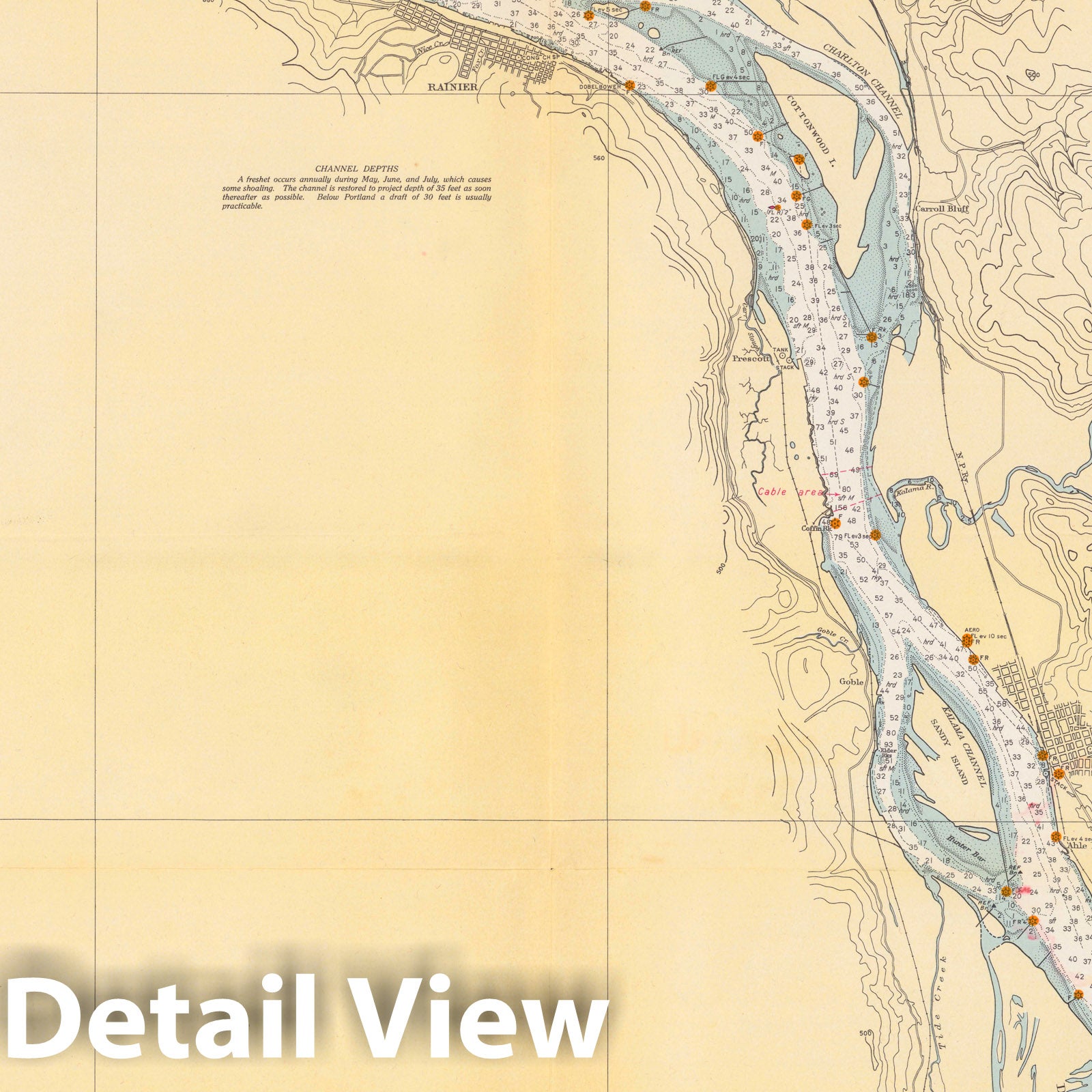 Columbia River, Oregon-Washington - Nautical Chart, 1945