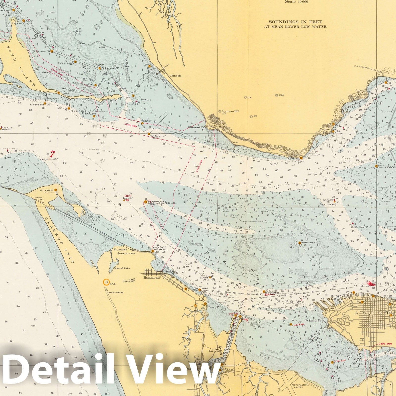 Columbia River Entrance Nautical Chart, Oregon and Washington, 1945