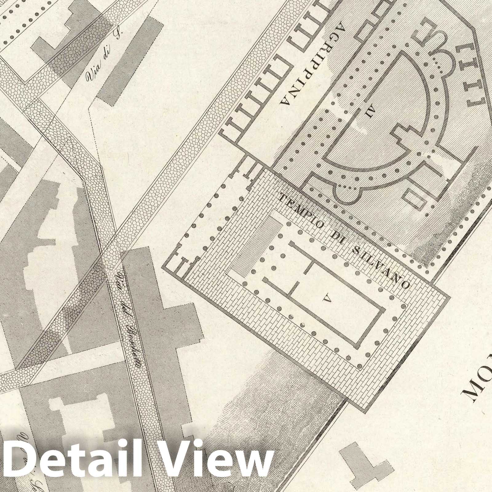 Topographic Map of Ancient Rome, Central Section - Plate IV.B, 1847