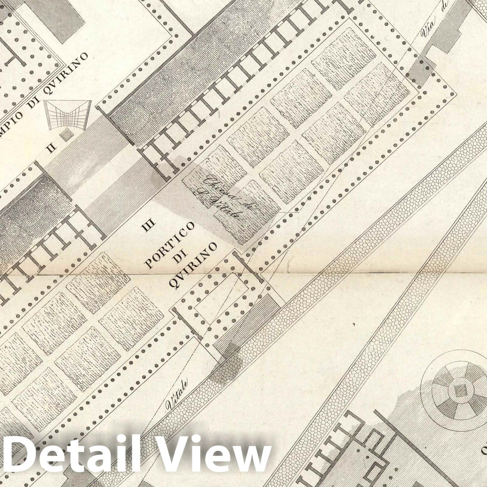 Topographic Map of Central Ancient Rome - Plate No. IV.A-B, 1847