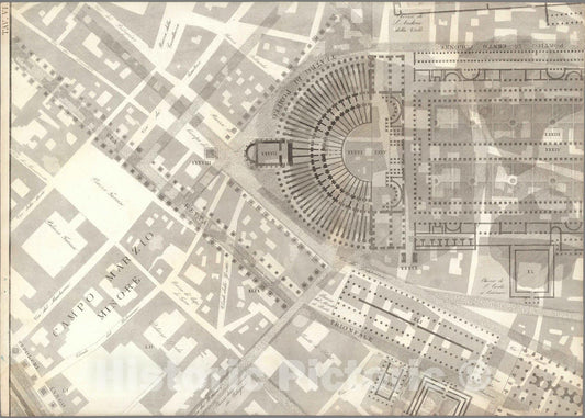 Historic Map : Italy , Rome (Italy), TAV VI.A Pianta topografica della parte media di Roma antica 1847 , Vintage Wall Art