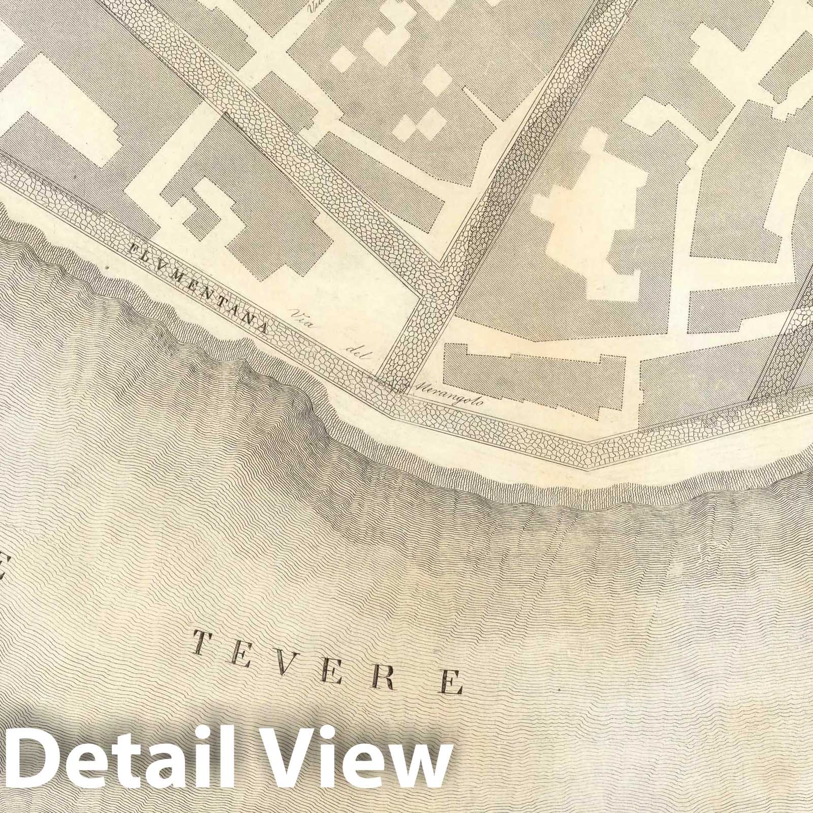 Topographic Map of Ancient Rome, Central Section - Plate VI.B, 1847