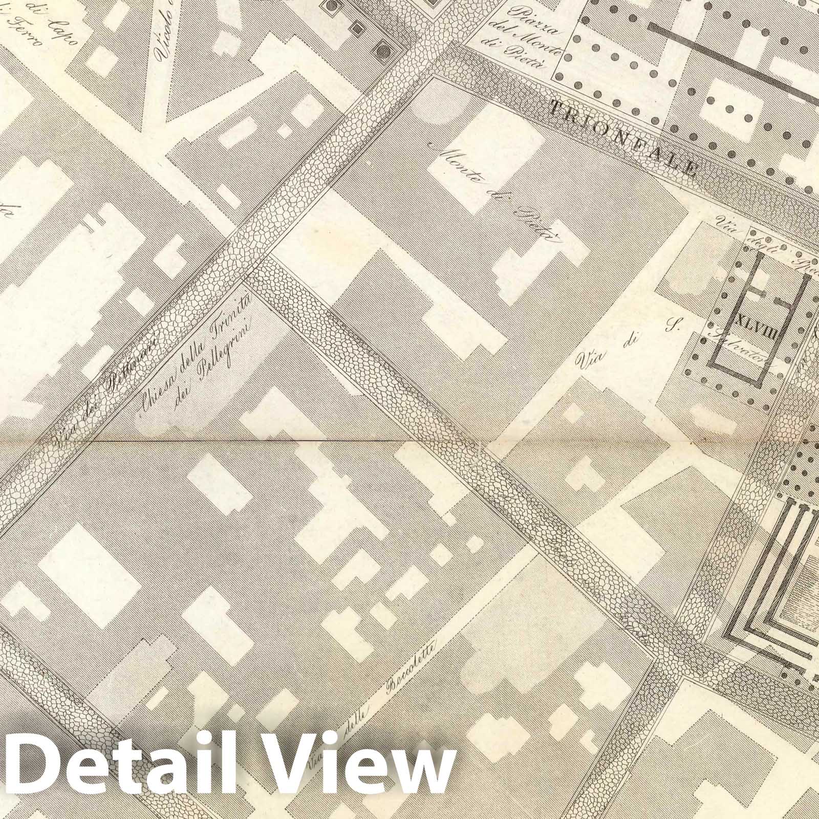 Topographic Map of Central Ancient Rome - Plate VI.A-B, 1847