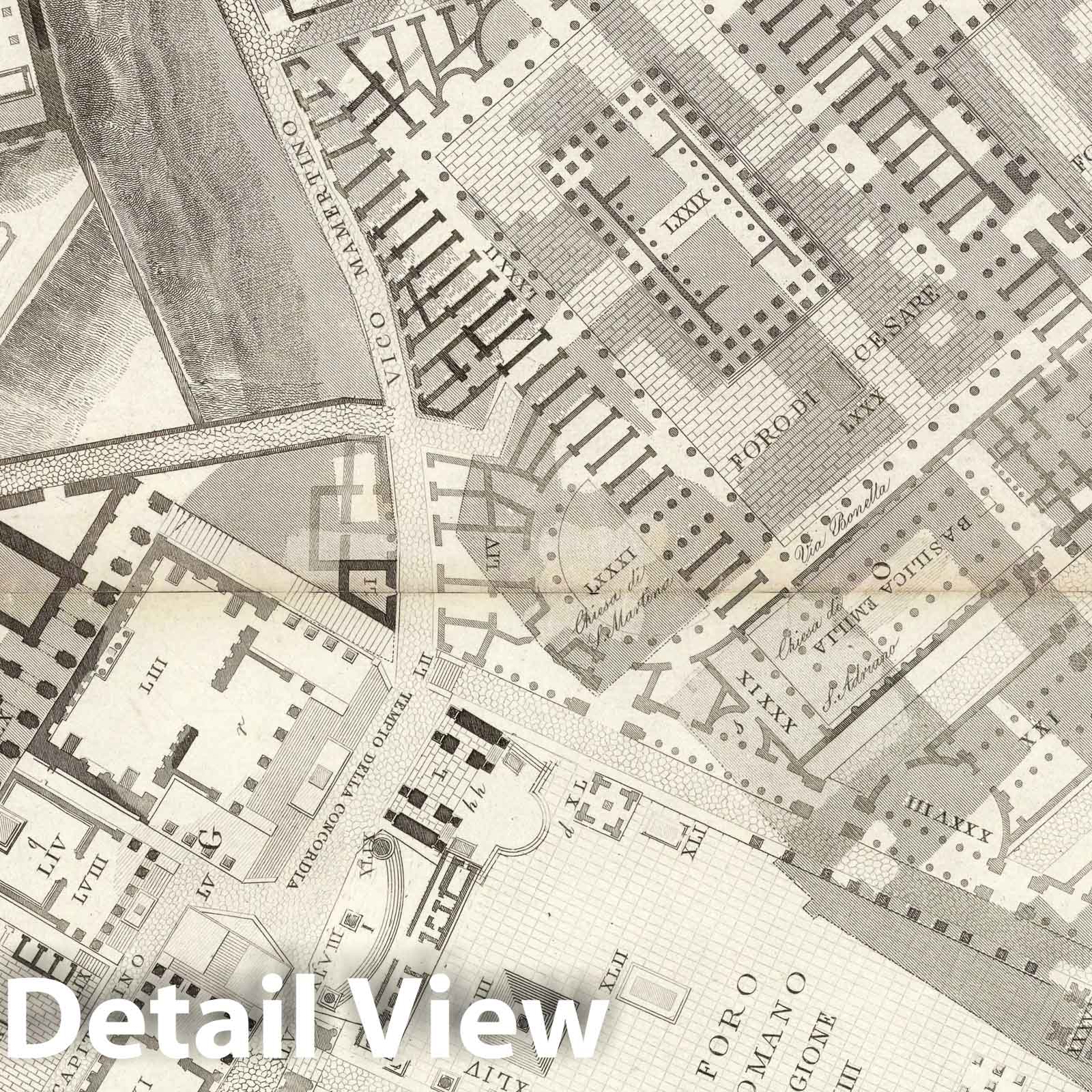 Ancient Rome, Central Section - Plate No. 8A-B, 1847 - Historical Map Print