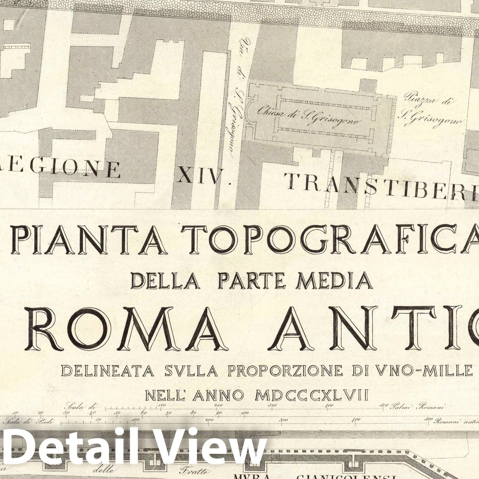 Topographic Map of Ancient Rome, Central Section - Plate XI.A, 1847