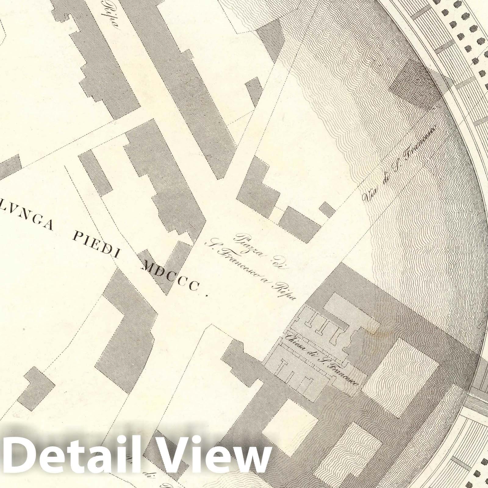 Ancient Rome, Central District - Plate No. XI.B, 1847 - Historical Map Print