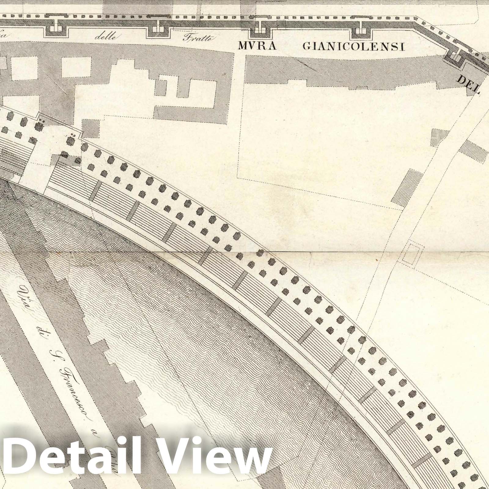 Topographic Map of Central Ancient Rome - Plate XI.A-B, 1847