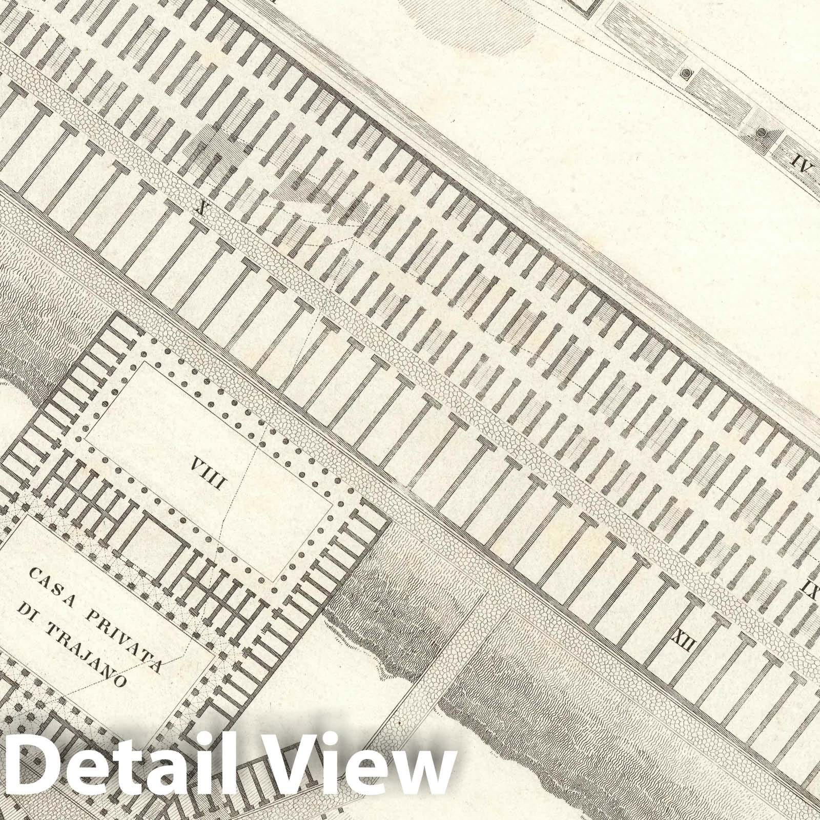 Topographic Map of Central Ancient Rome - Plate XIII.B, 1847