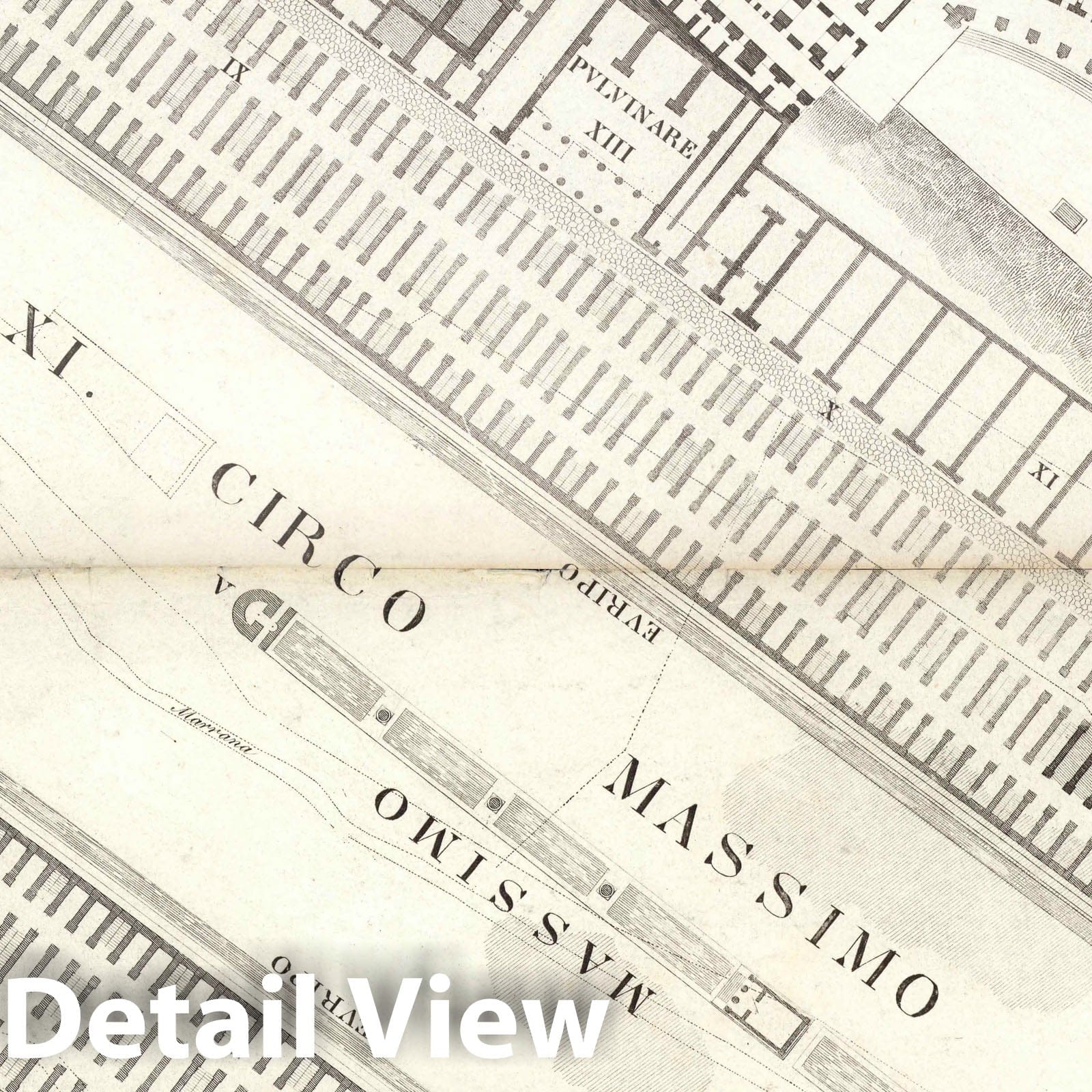 Ancient Rome, Central Section - Plate No. 13A-B, 1847 - Historical Map Print