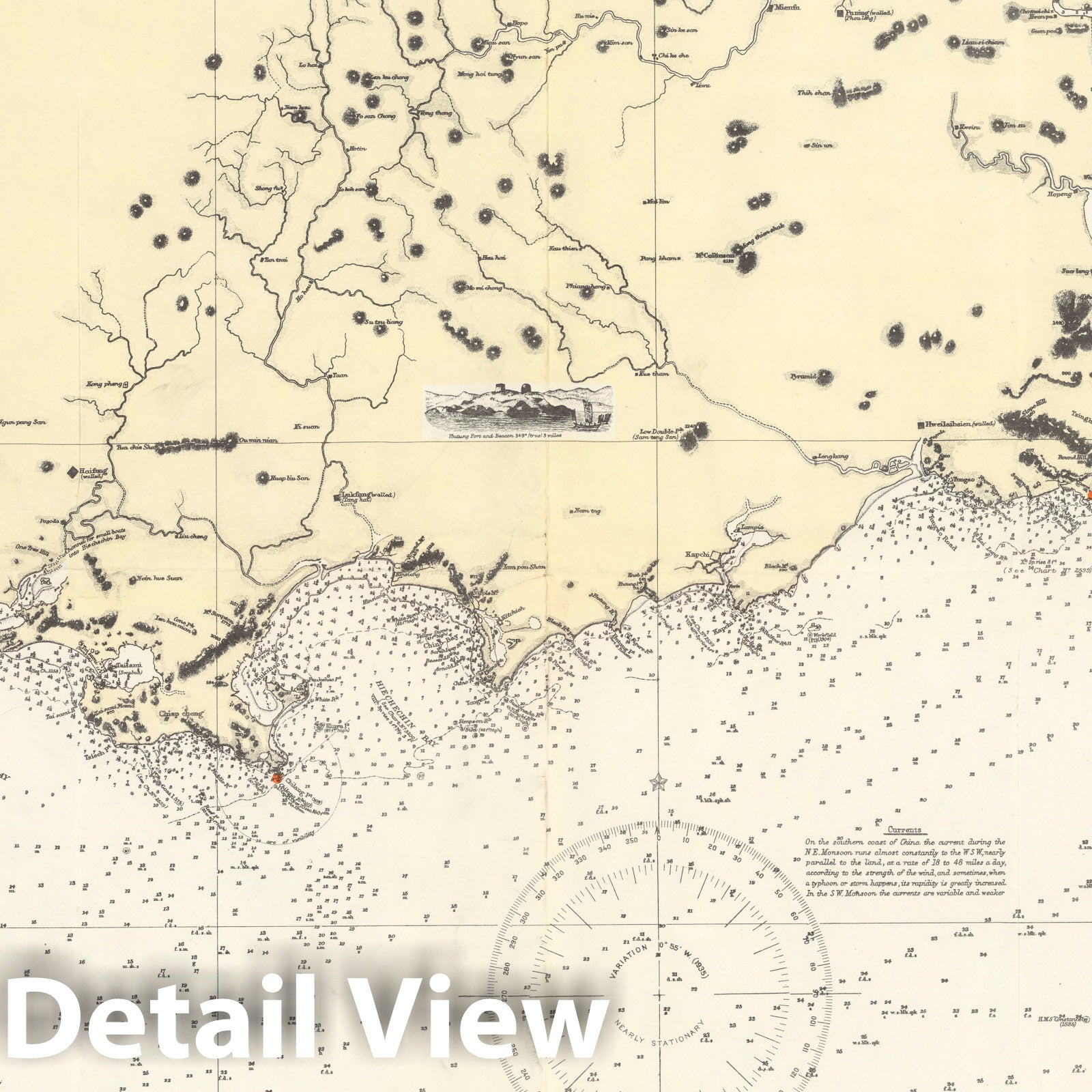 China Southeast Coast Hong Kong to Brothers - Nautical Chart, 1935