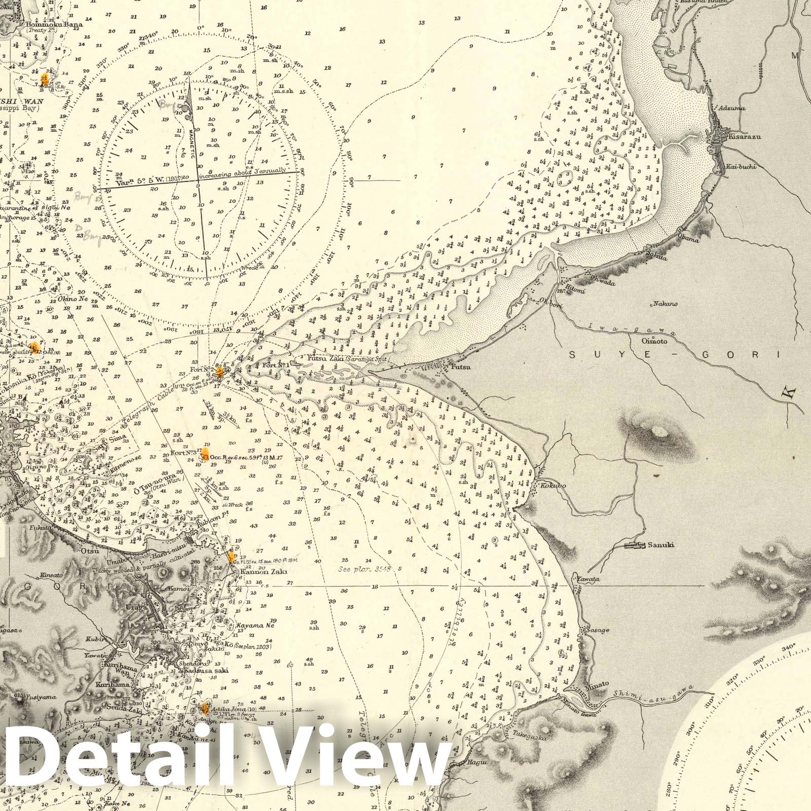 Gulf of Tokyo, Japan - Nautical Chart 1925 - Historical Map Print
