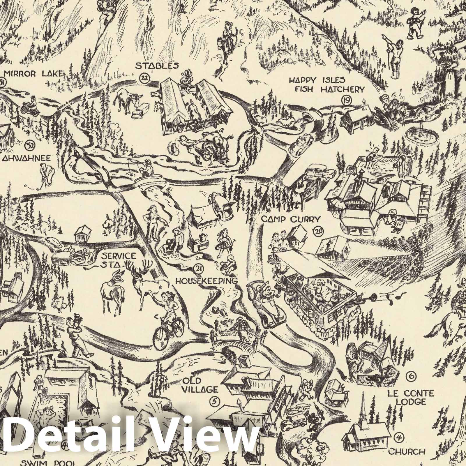 Yosemite Valley, California - Pictorial Map, 1946