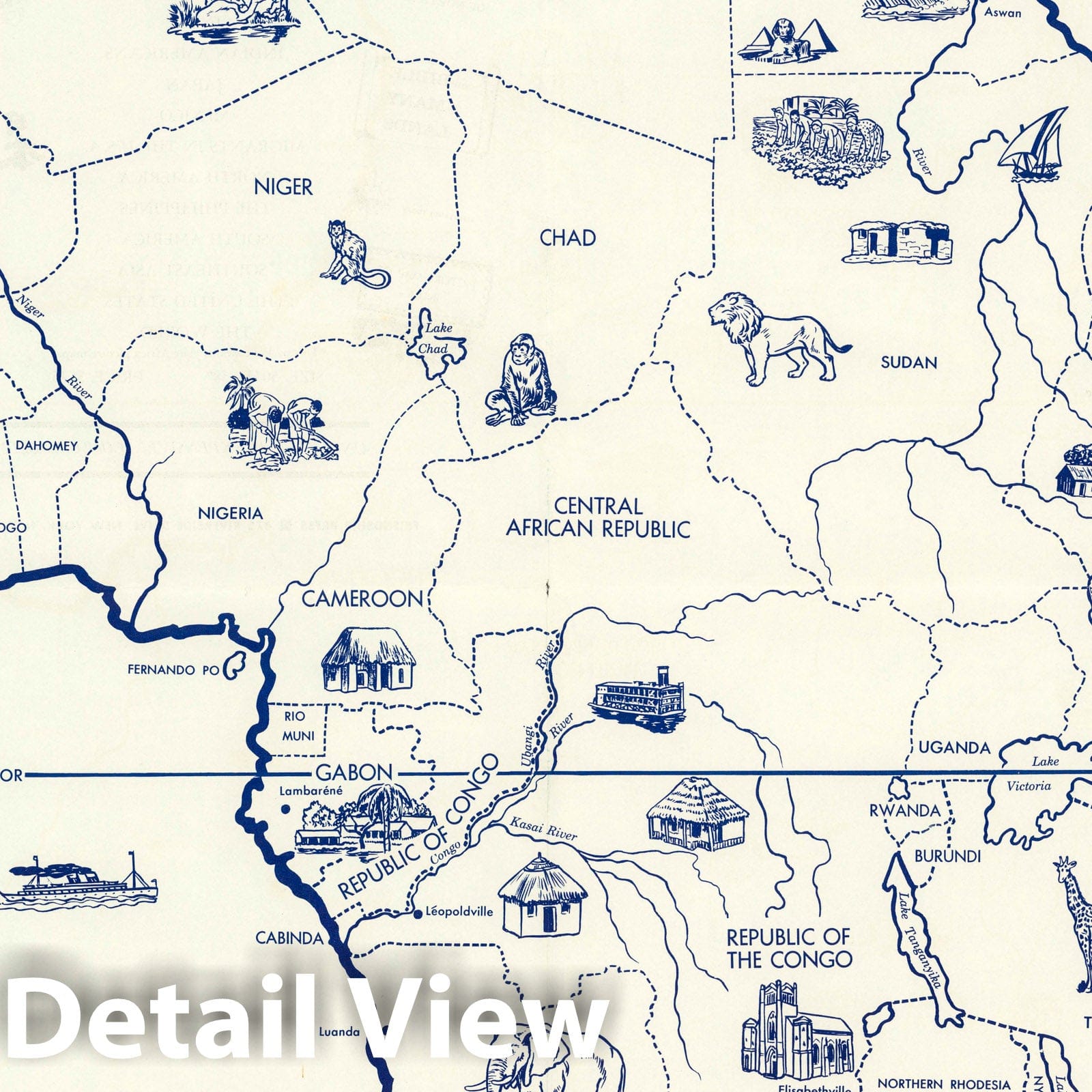 Africa - Pictorial Map, 1964 - Historical Map Reproduction