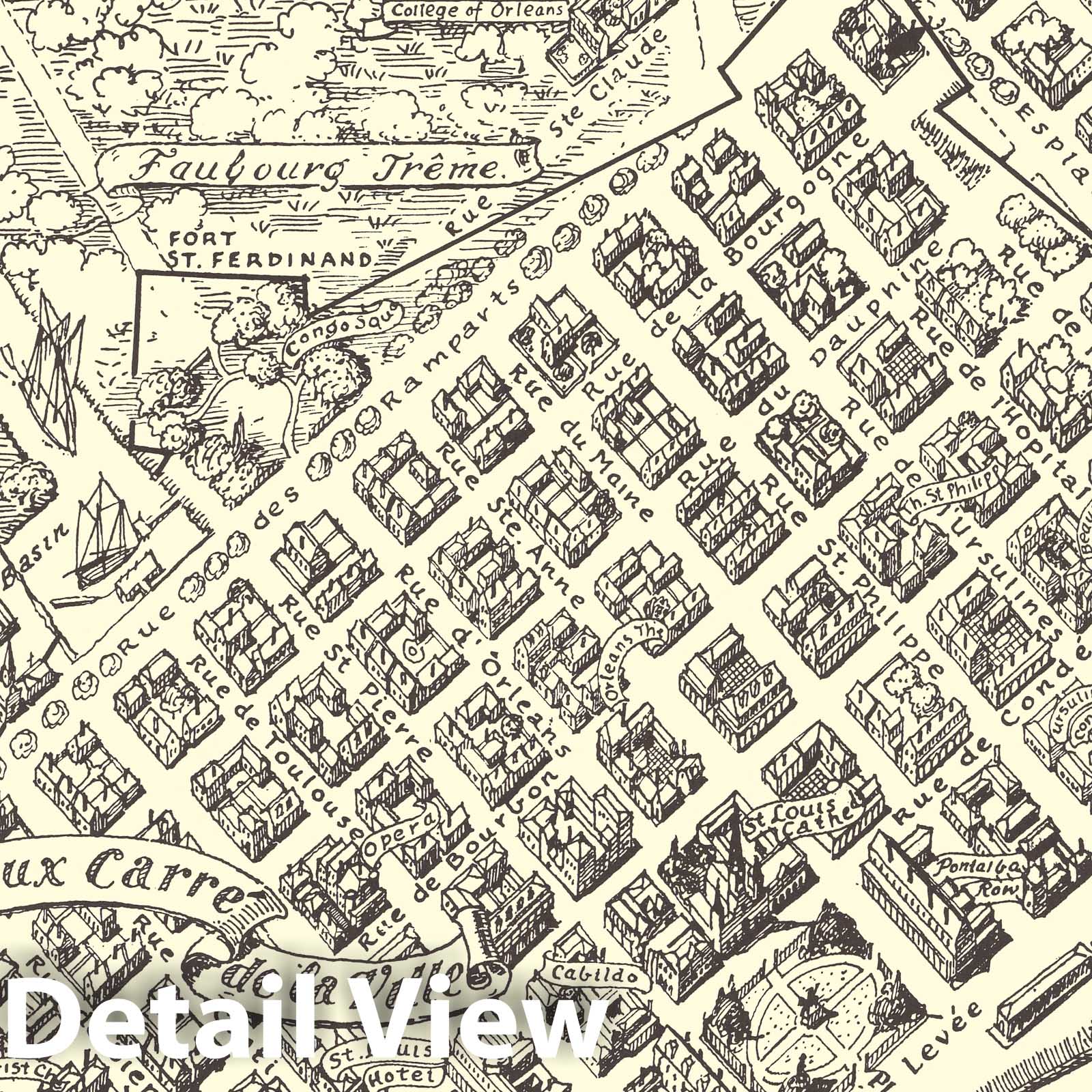 New Orleans - Pictorial Map, 1930 - Historical Map Print