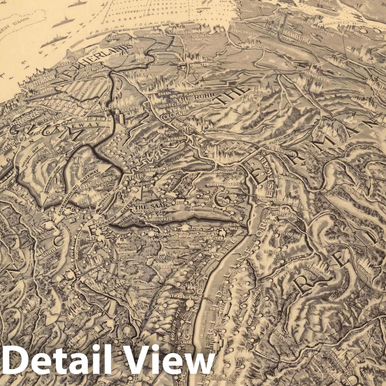 Historic Map : Military Panoramap of the Theatre of War, 1940 - Vintage Wall Art