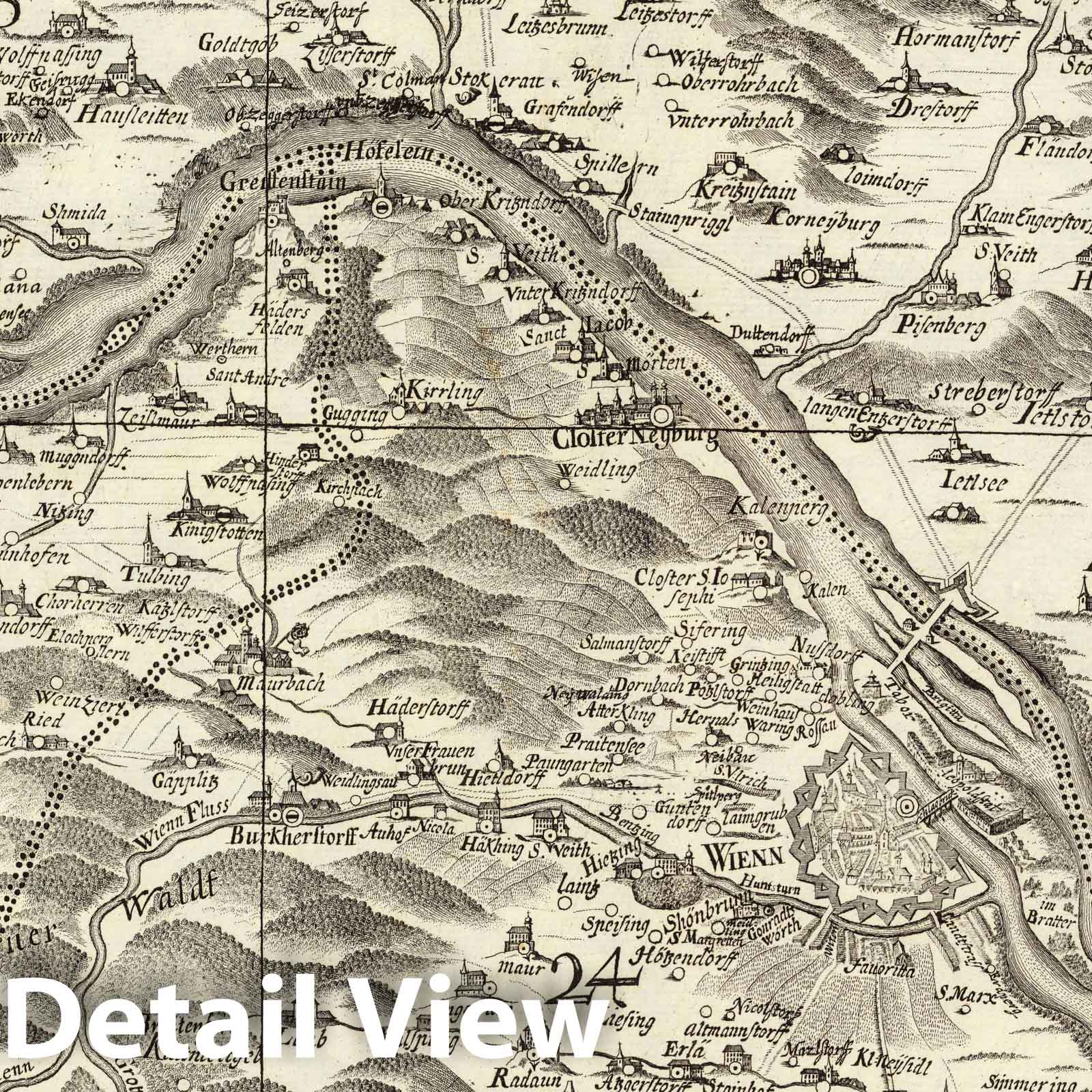 Lower Austria - Plate No. 7, 1697 - Historical Topographic Map Print