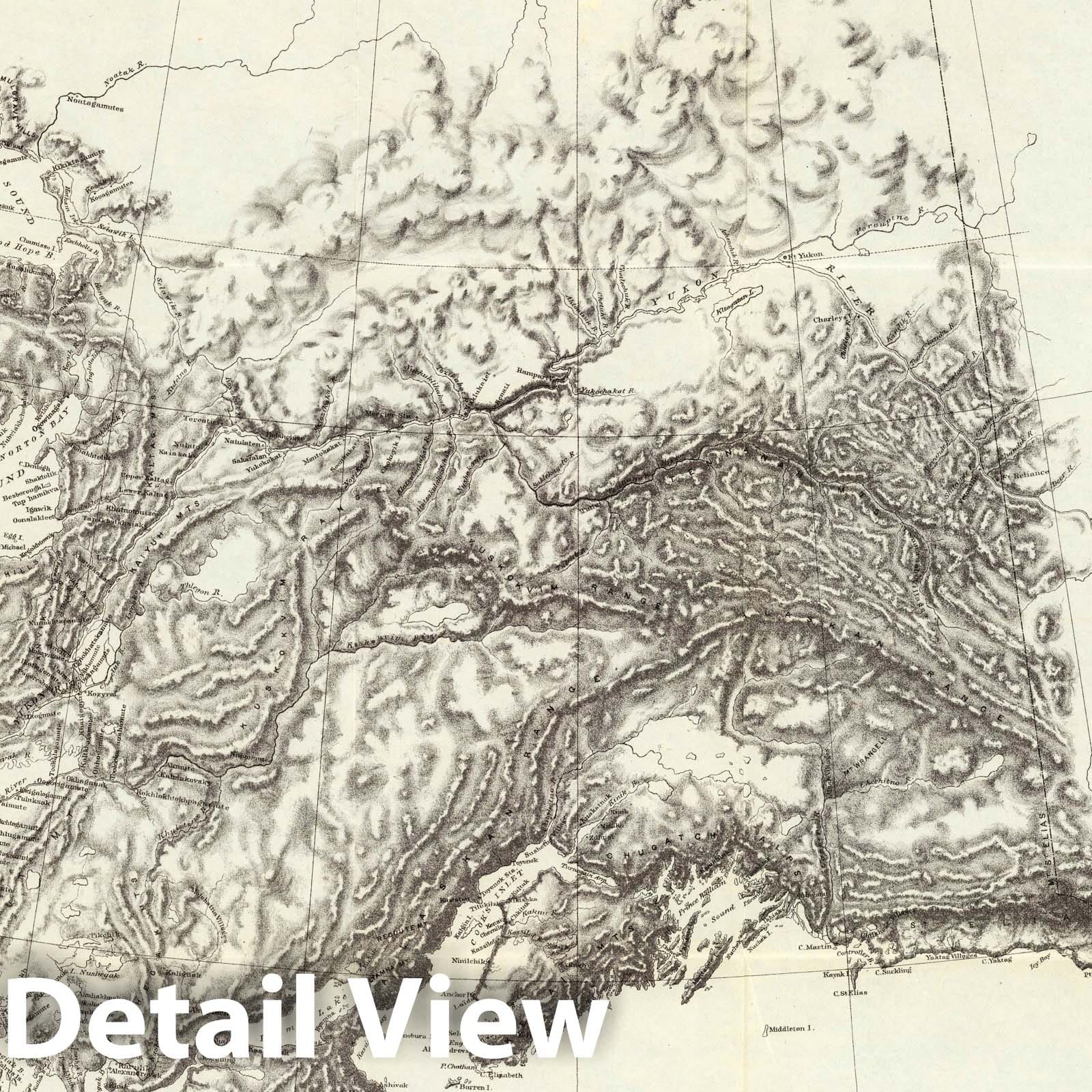 Alaska with Aleutian Islands - River Map, 1880 - Historical Map Print