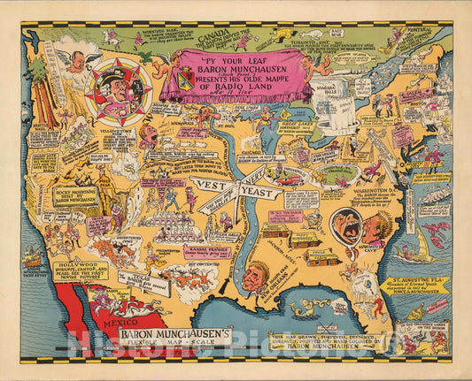Historic Map : Py your leaf Baron Munchausen 1932 - Vintage Wall Art